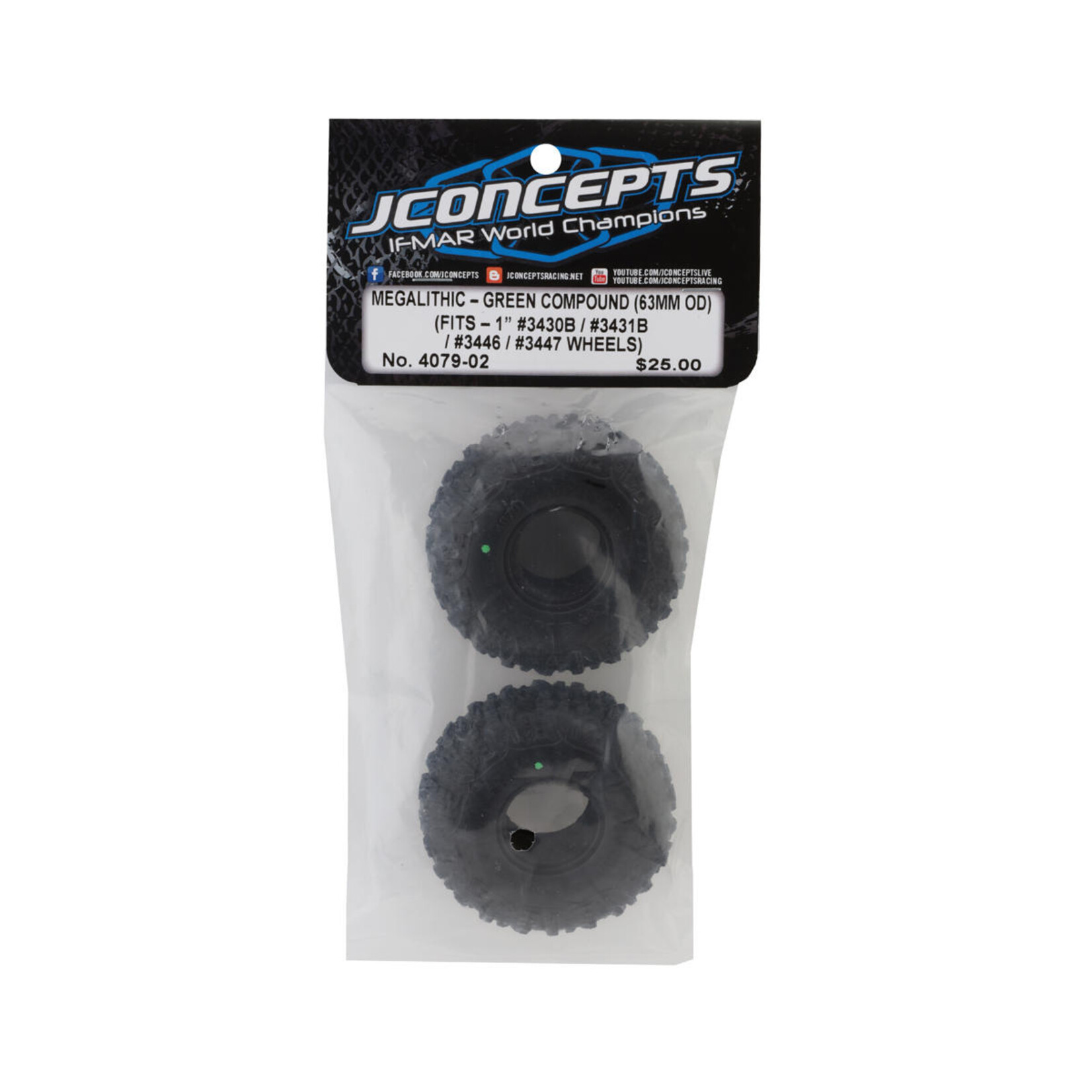 JConcepts JConcepts Megalithic 1.0" Micro Crawler Tires (2) (63mm OD) (Green) #4079-02