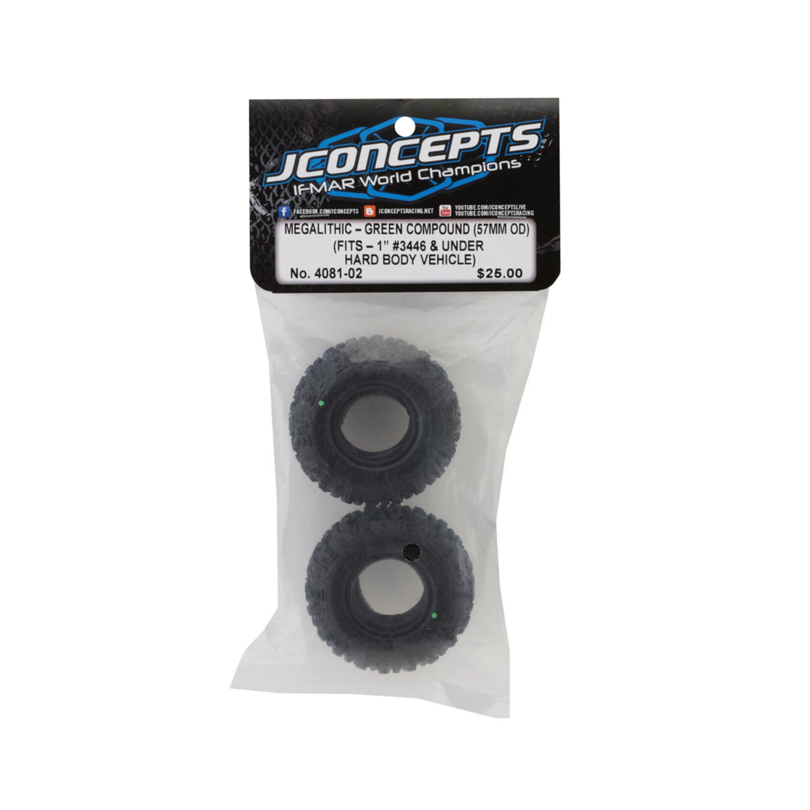 JConcepts #4081-02 JConcepts Megalithic 1.0" Micro Crawler Tires (2) (57mm OD) (Green)