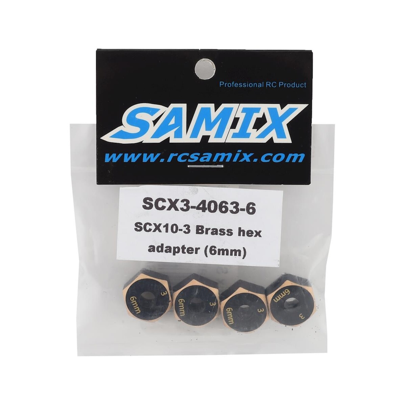 Samix Samix SCX10 III Brass 12mm Hex Adapter (4) (6mm) #SAMSCX3-4063-6