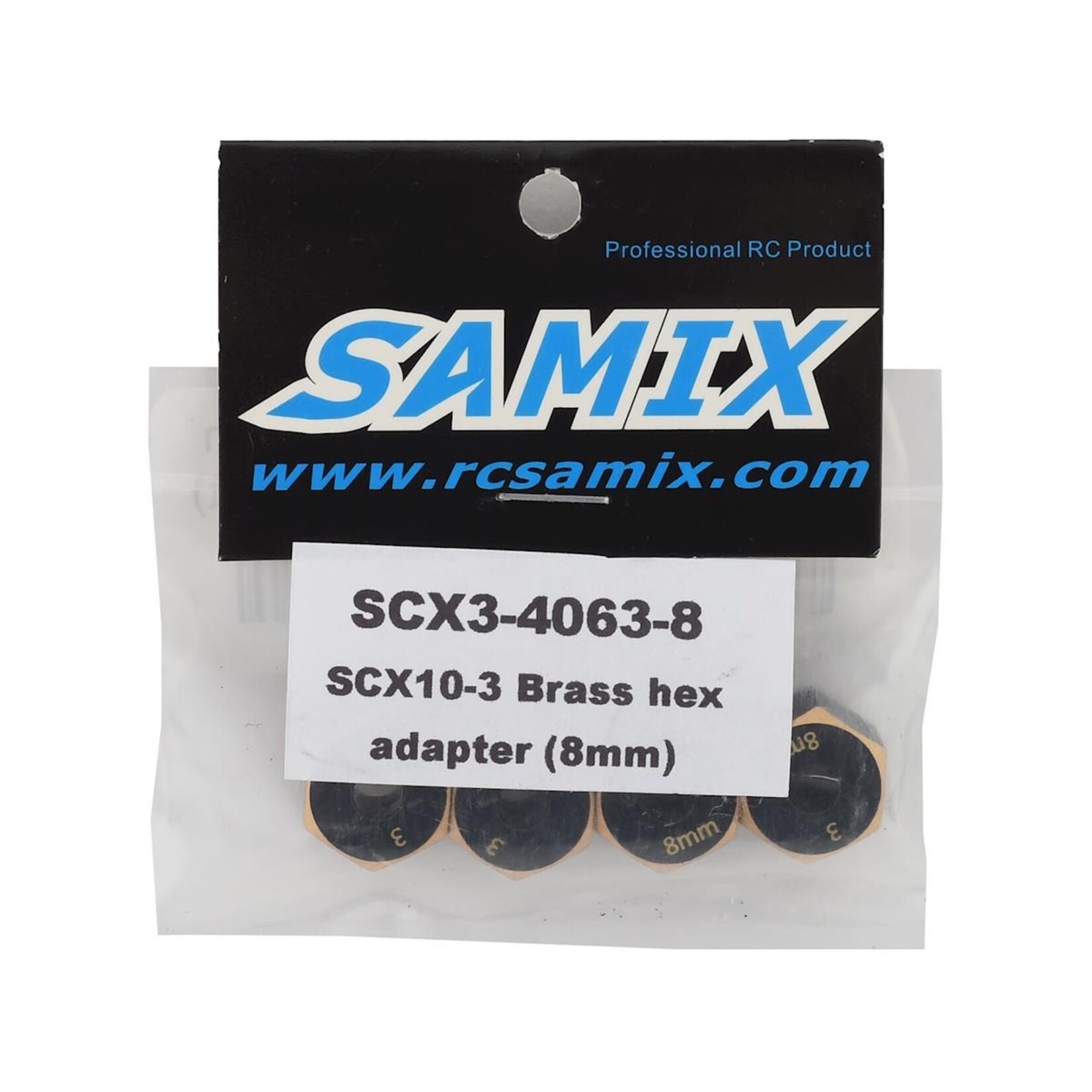 Samix Samix SCX10 III Brass 12mm Hex Adapter (4) (8mm) #SAMSCX3-4063-8