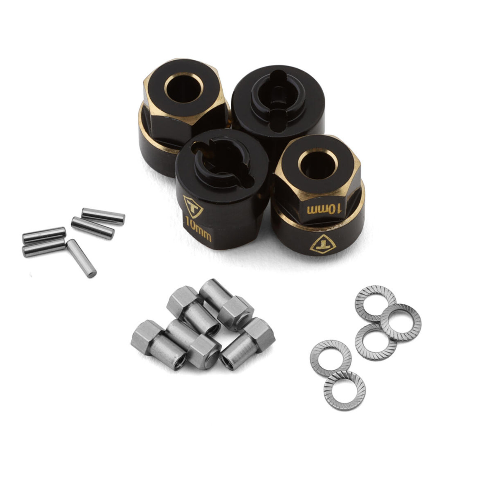 Treal #X003K9PC4D Treal Hobby TRX-4M Extended Brass Wheel Hub Hex (Black) (4) (3g) (+10mm Offset)