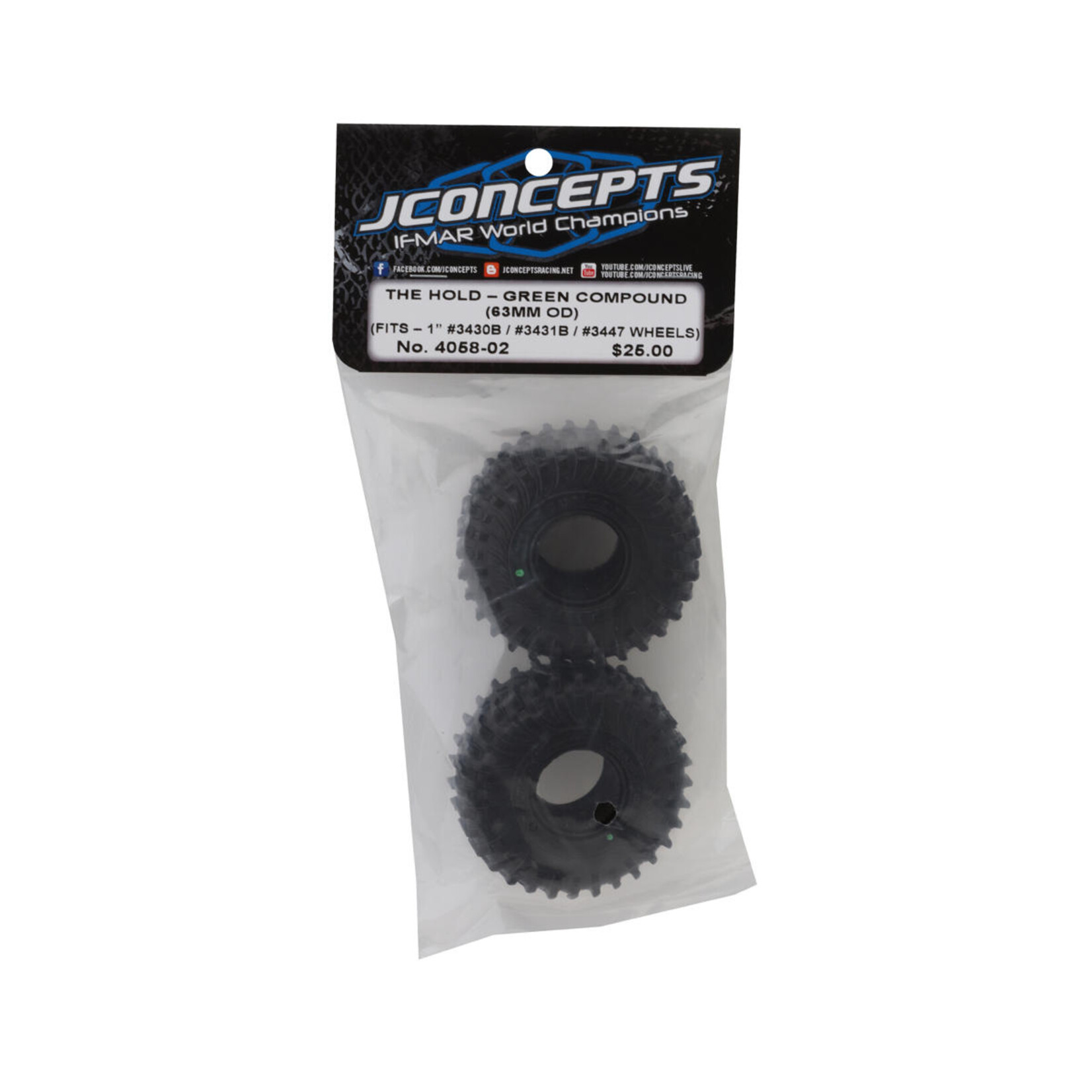 JConcepts #4058-02 JConcepts The Hold 1.0" Micro Crawler Tires (63mm OD) (2) (Green)