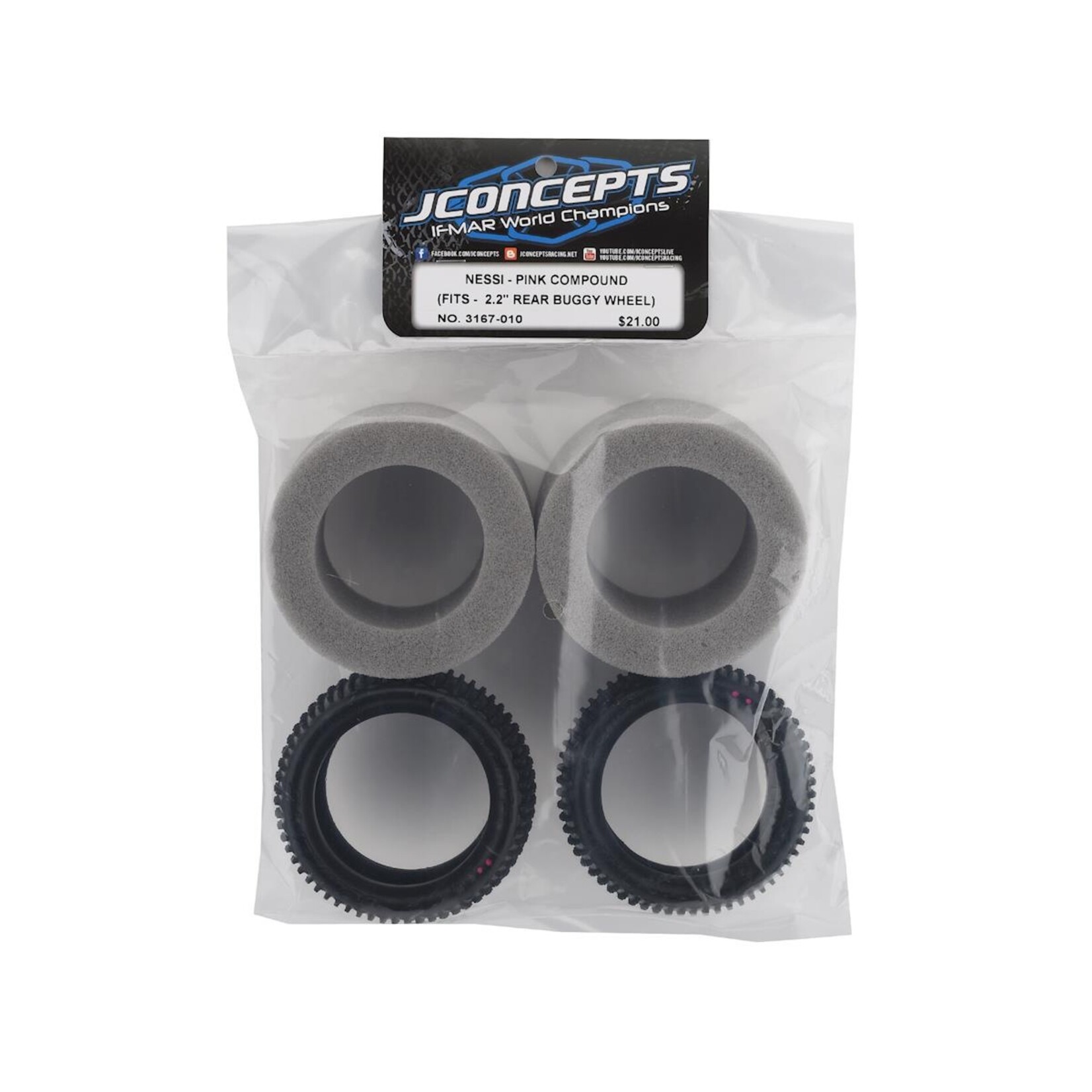 JConcepts #3167-010 JConcepts Nessi Carpet 2.2" Rear Buggy Tires (2) (Pink)