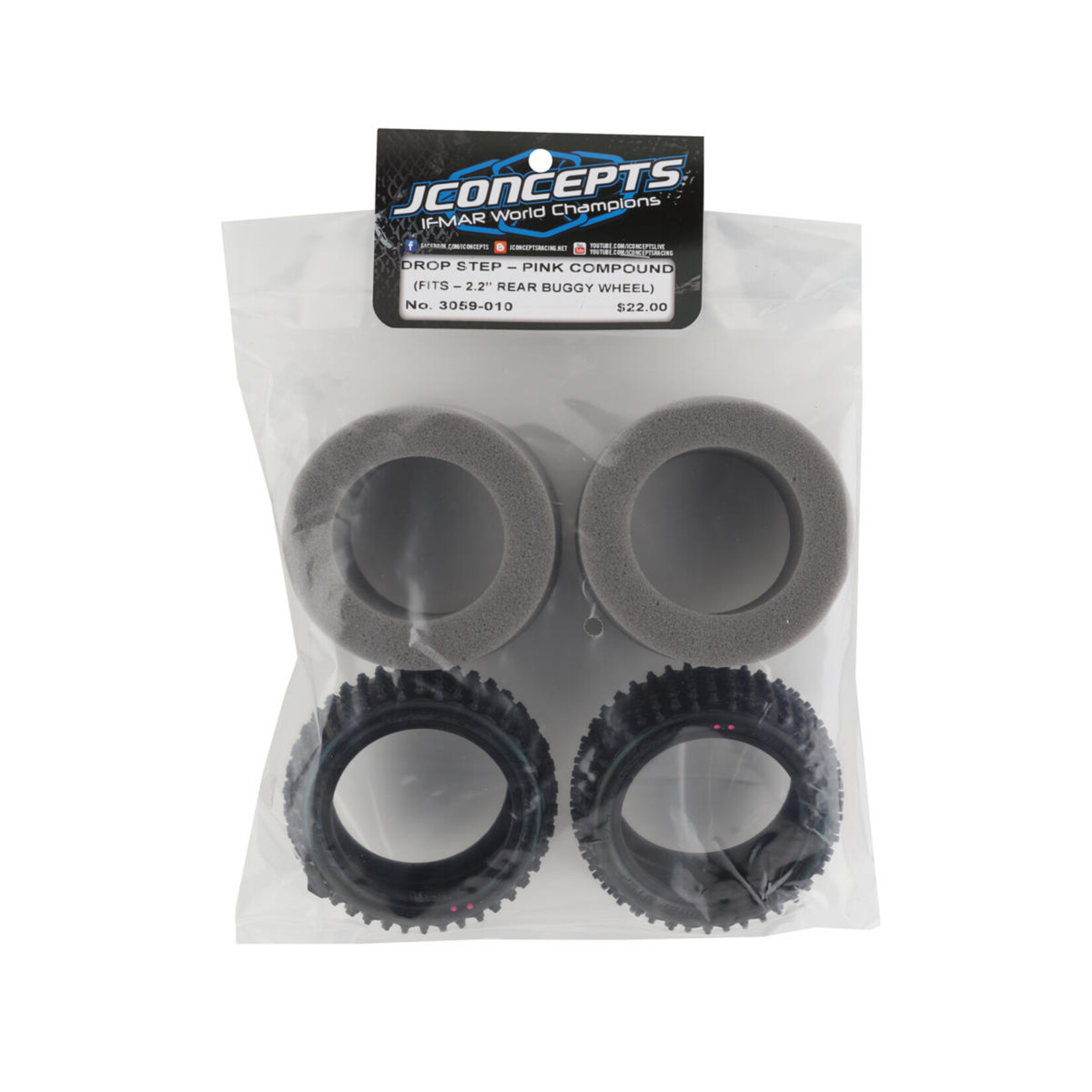 JConcepts #3059-010 JConcepts Drop Step 2.2" Rear Buggy Carpet Tires (2) (Pink)