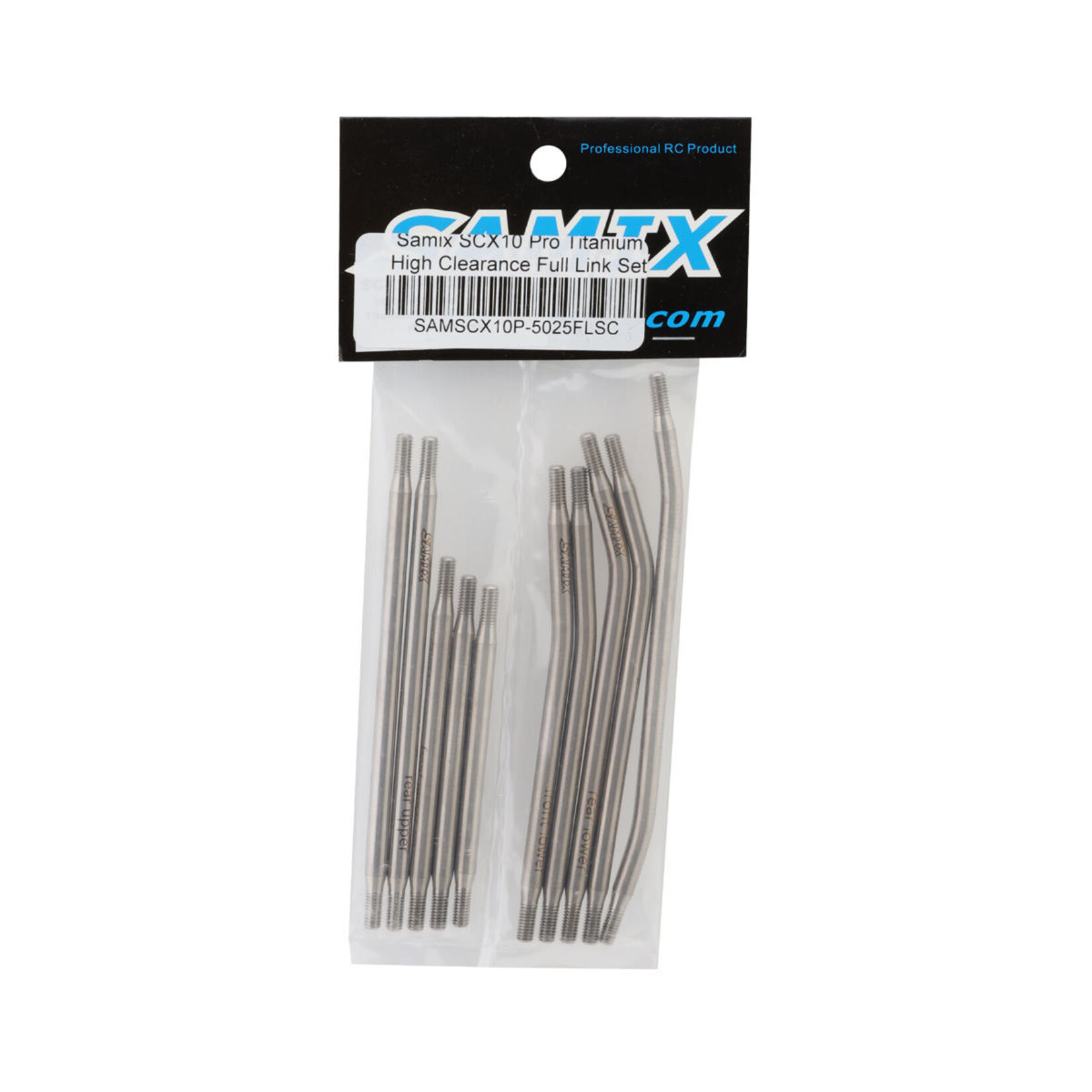 Samix #SCX10P-5025FLSC  Samix SCX10 Pro Titanium High Clearance Links (10) (Chassis Mounted Servo) w/Steering Links