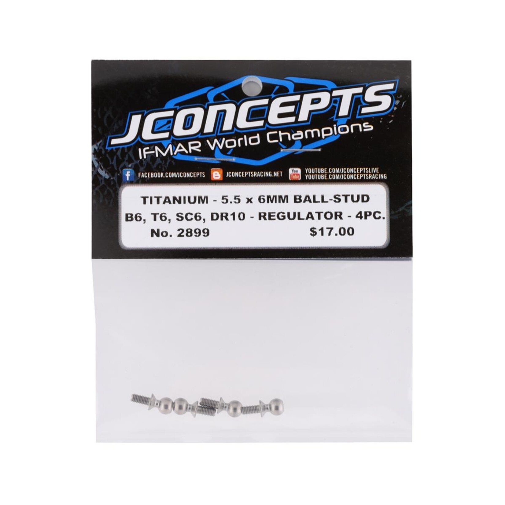 JConcepts #2899 JConcepts 5.5x6mm Titanium Ball Stud (4)