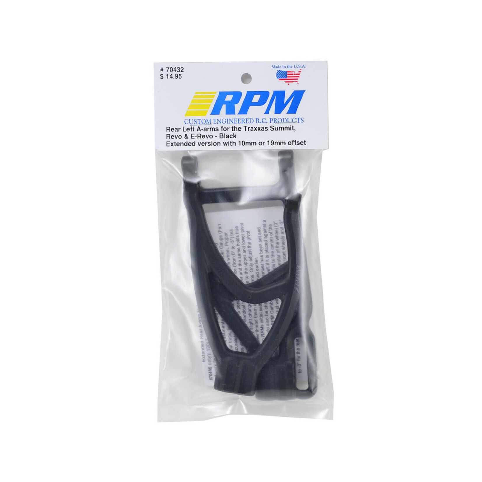 RPM RPM Traxxas Revo/Revo 2.0/Summit Extended Rear Left A-Arms (Black) #70432