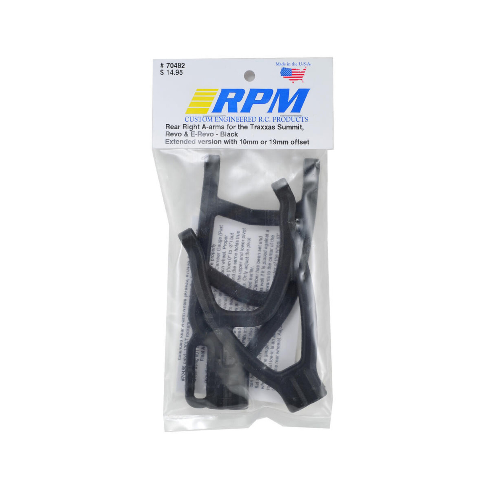 RPM RPM Traxxas Revo/Revo 2.0/Summit Extended Rear Right A-Arms (Black) #70482