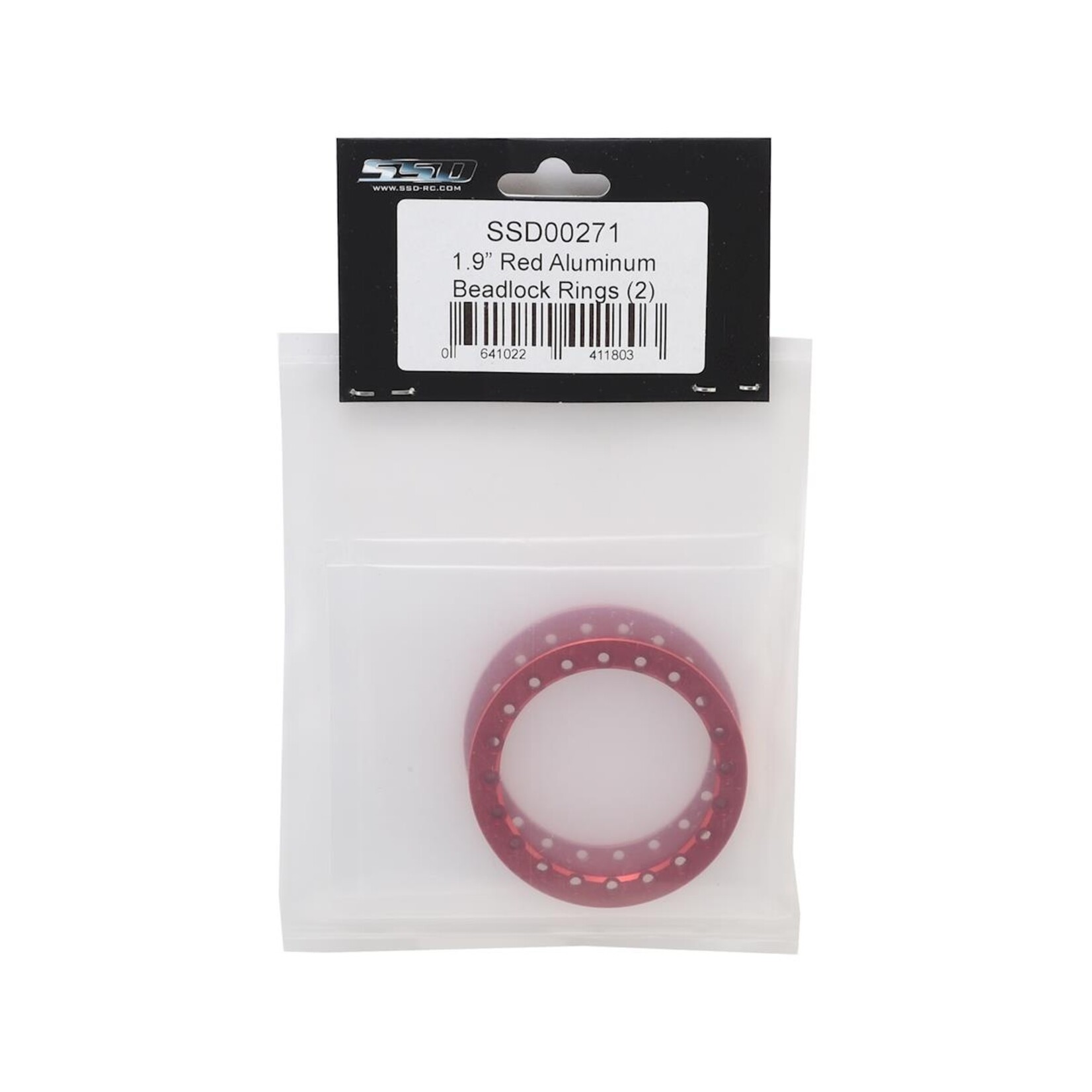 SSD RC #SSD00271 SSD RC 1.9” Aluminum Beadlock Rings (Red) (2)