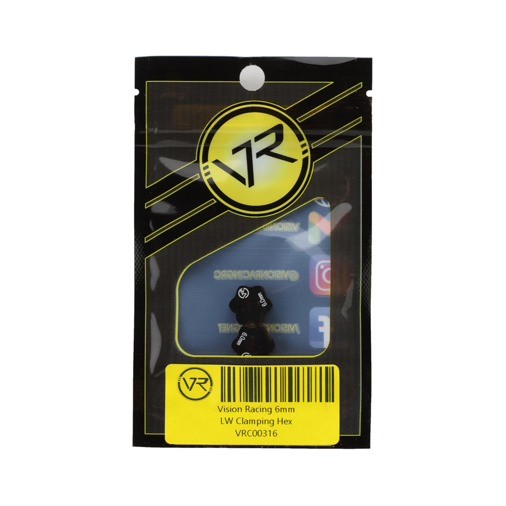 Vision Racing #00316 Vision Racing Lightweight Clamping Hex (5mm Axle) (6mm)