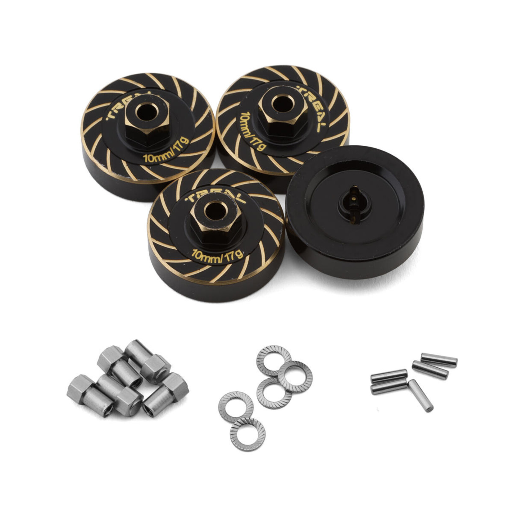 Treal #X003K9N23B Treal Hobby TRX-4M Extended Brass Wheel Hub Hex (Black) (4) (17g) (+10mm Offset)