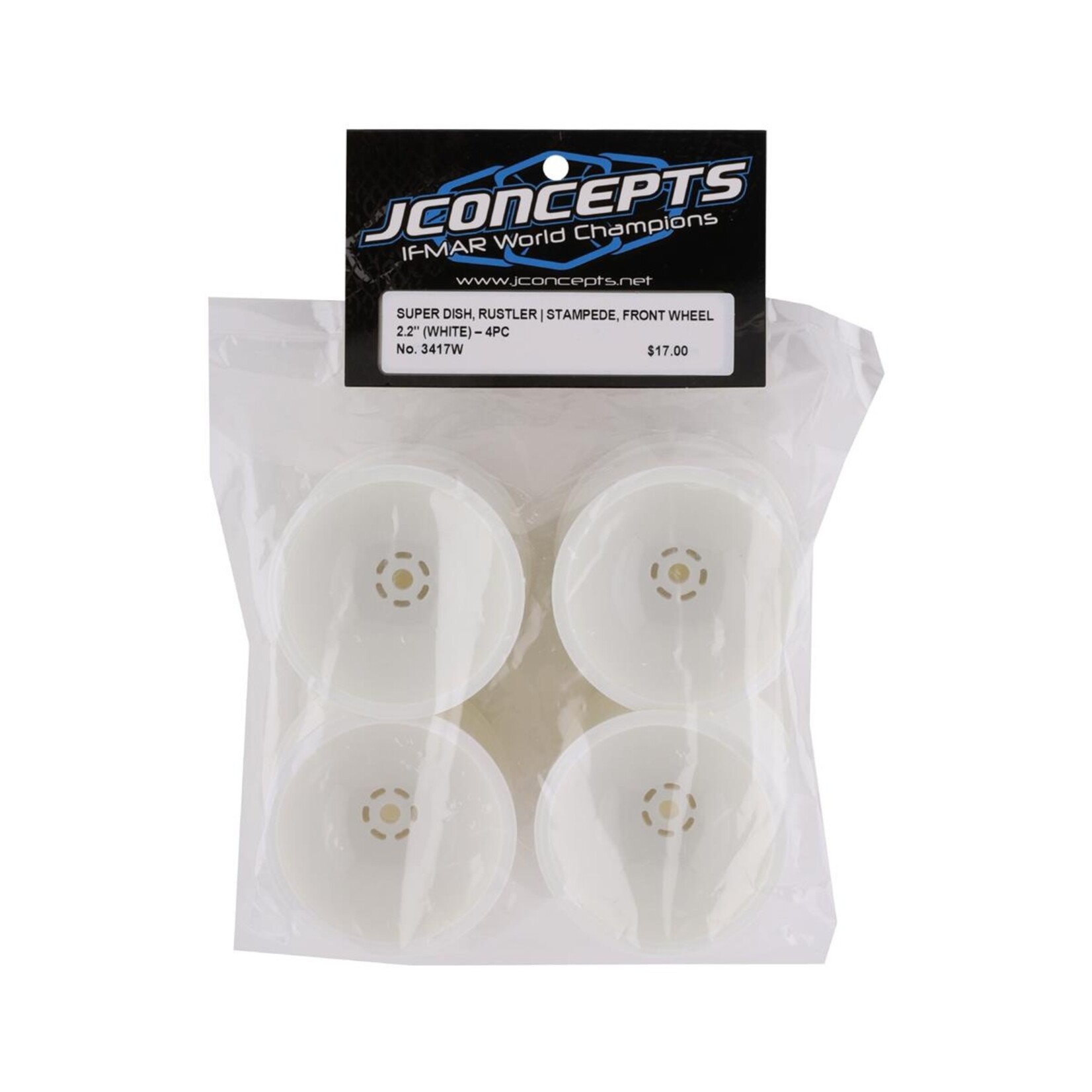 JConcepts #3417W JConcepts 12mm Hex 2.2" Super Dish Front Wheel (White) (4) (Rustler/Stampede)