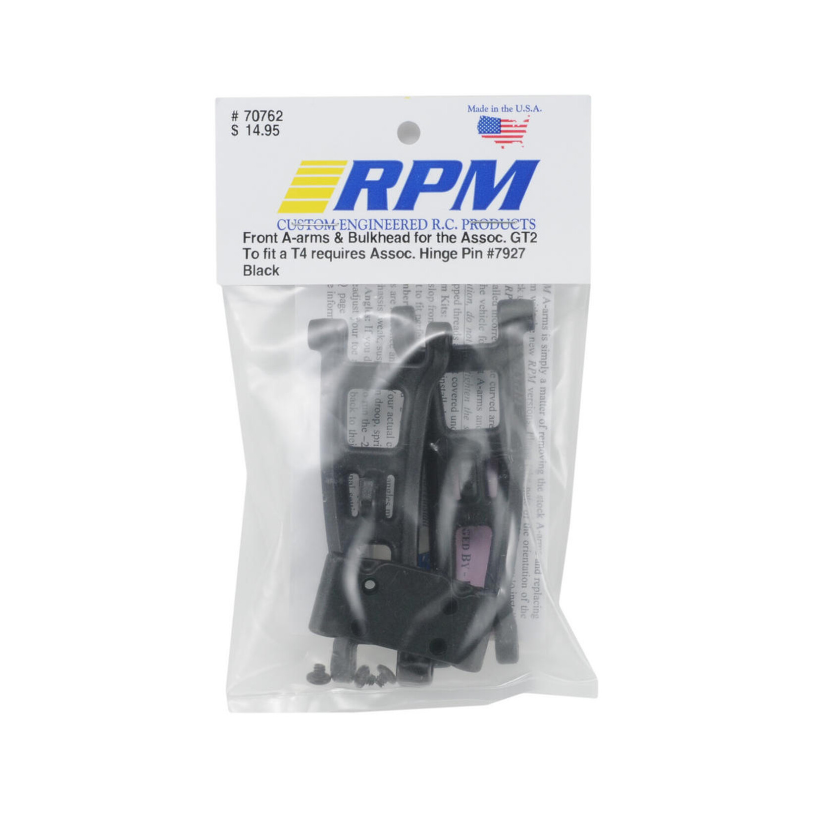 RPM RPM Front A-Arms w/Bulkhead (Black) (GT2, SC10) #70762