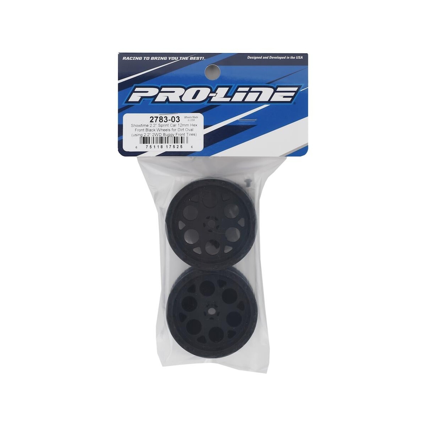 Pro-Line #PRO278303 Pro-Line Showtime 2.2" Sprint Car Rear Sprint Wheels (Black) w/12mm Hex