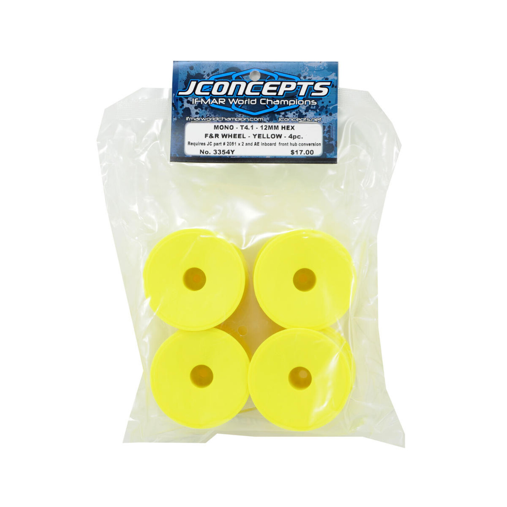 JConcepts #3354Y JConcepts 12mm Hex Mono 1/10 Stadium Truck Wheel (4) (T4.1) (Yellow)