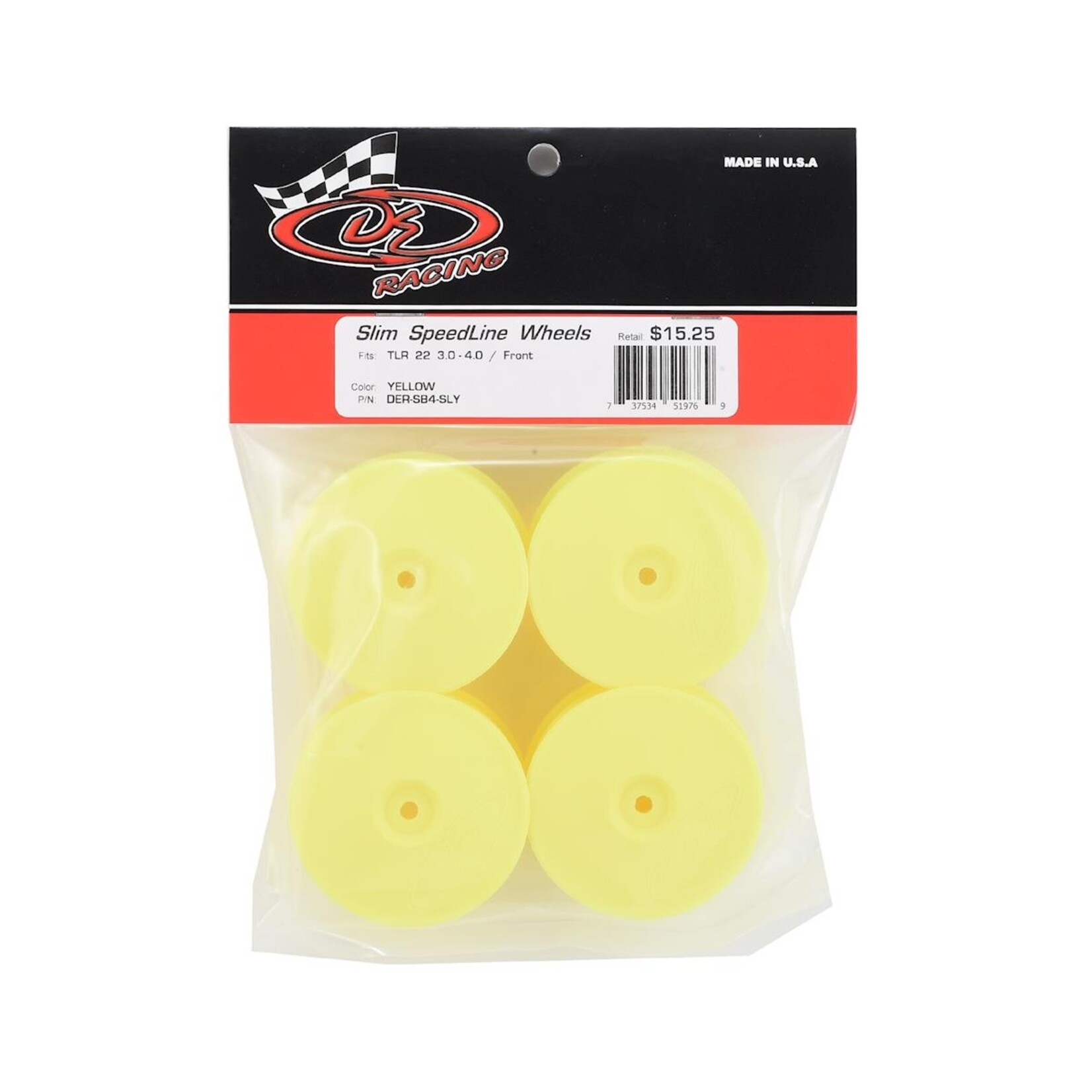 DE Racing DE Racing Speedline Slim 2.2" 2WD Buggy Front Wheel (Yellow) (4) (22 4.0) w/12mm Hex #DER-SB4-SLY