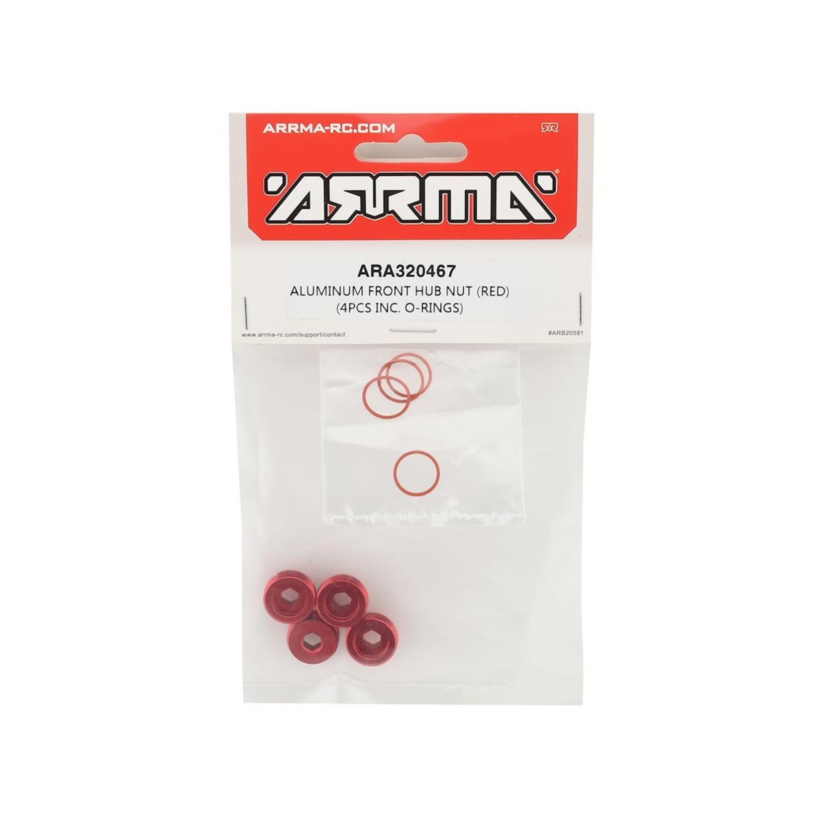 ARRMA Arrma Aluminum Front Hub Nut (Red) (4) #ARA320467