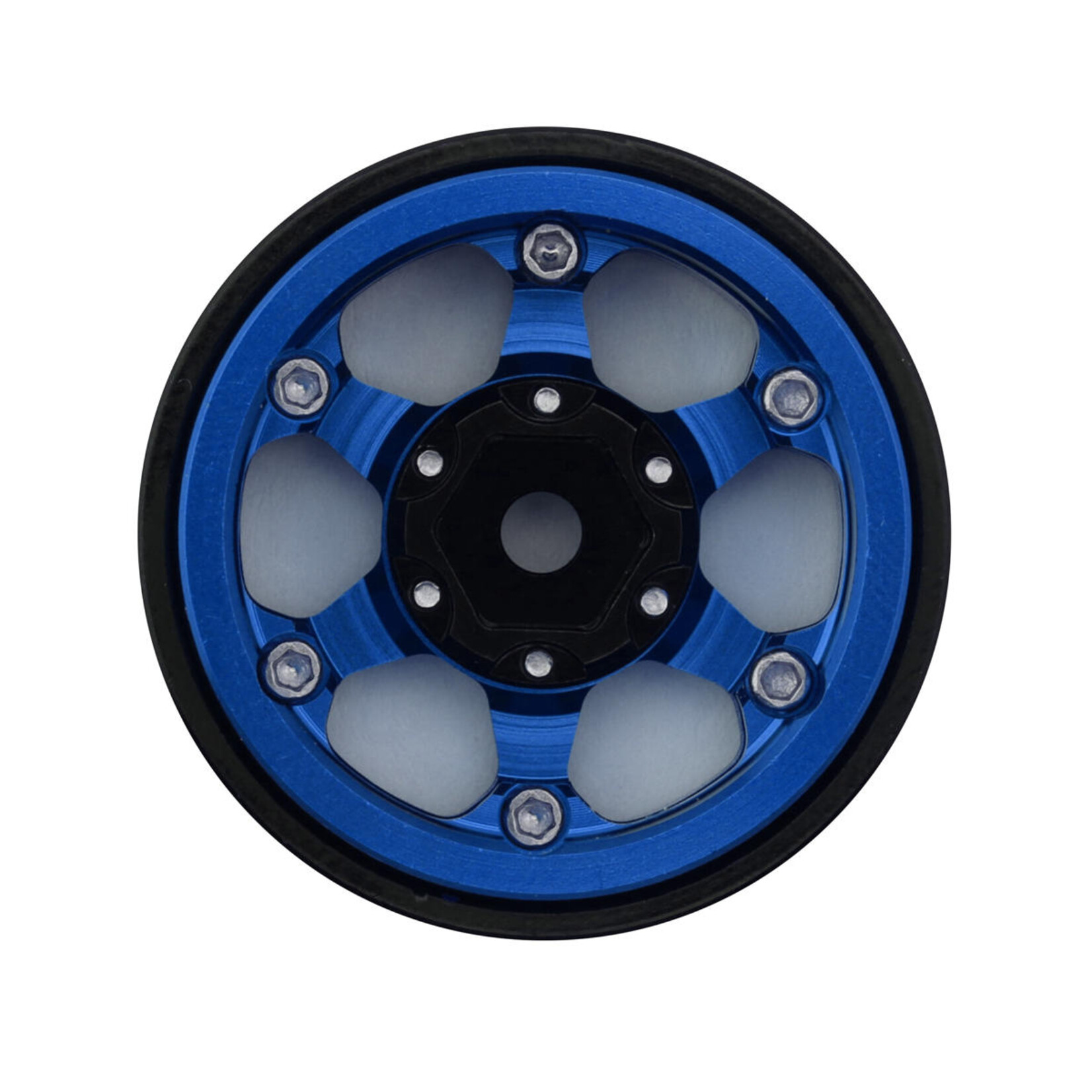 Treal #X00396G6AL Treal Hobby Type D 1.0" Concave 6-Spoke Beadlock Wheels (Blue) (4) (21.2g)