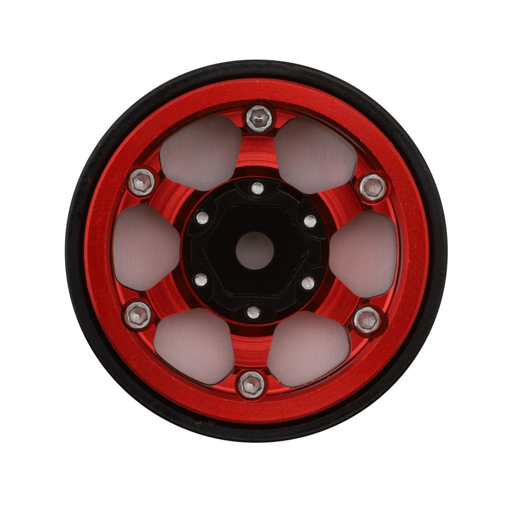 Treal #X00396G6AV Treal Hobby Type D 1.0" Concave 6-Spoke Beadlock Wheels (Red) (4) (21.2g)