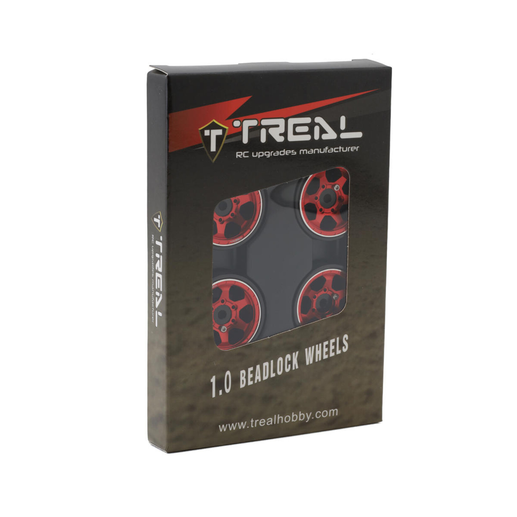 Treal #X00396G6AV Treal Hobby Type D 1.0" Concave 6-Spoke Beadlock Wheels (Red) (4) (21.2g)