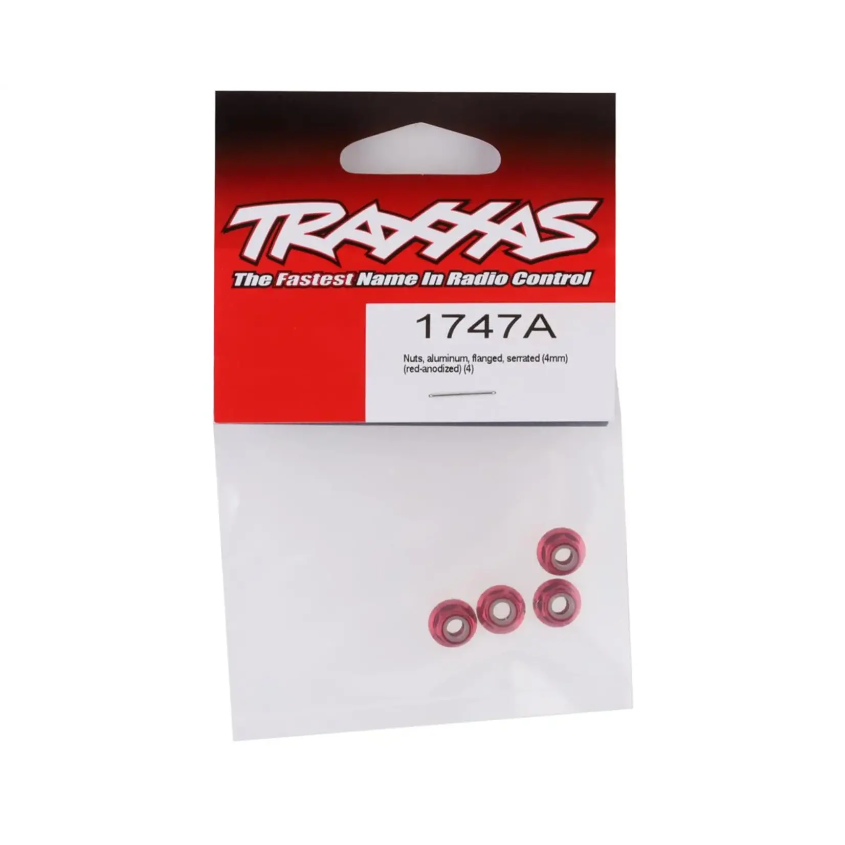 Traxxas Traxxas 4mm Aluminum Flanged Serrated Nuts (Red) (4) #1747A