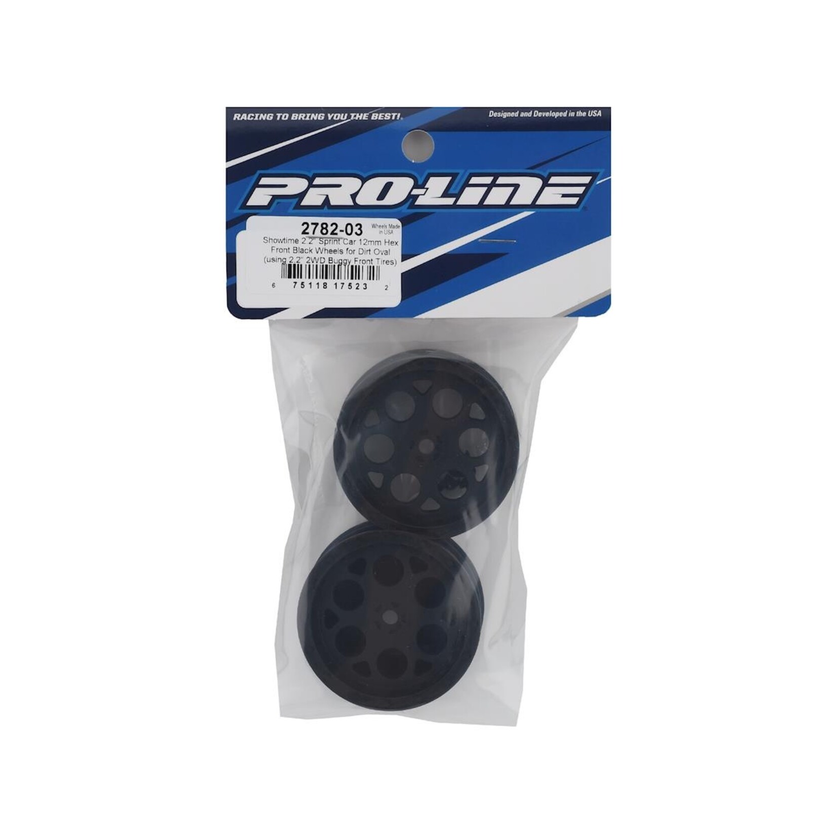 Pro-Line #PRO278203 Pro-Line Showtime 2.2" Sprint Car Front Sprint Wheels (Black) w/12mm Hex