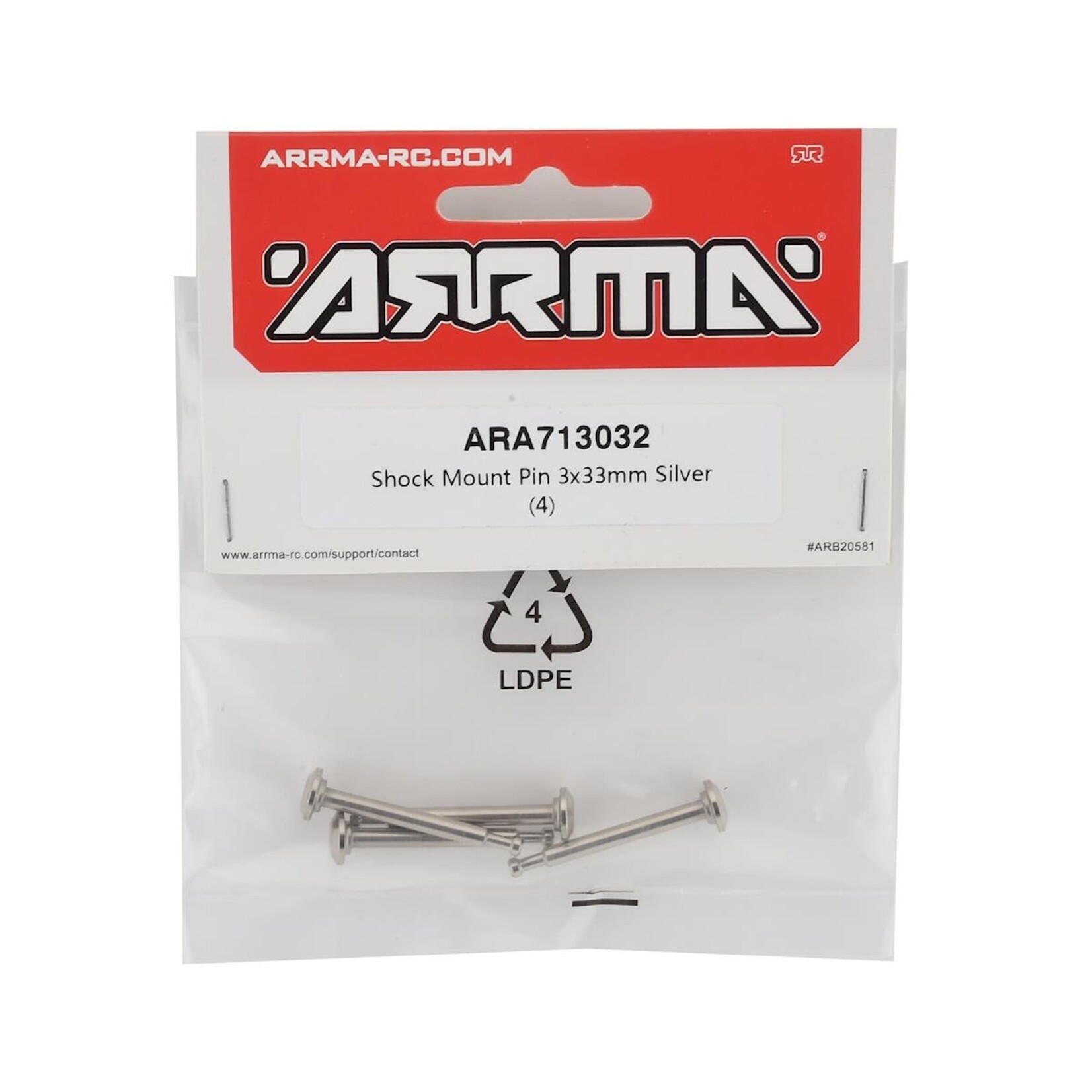 ARRMA #ARA713032 Arrma Kraton EXB Shock Mount Pin (4)