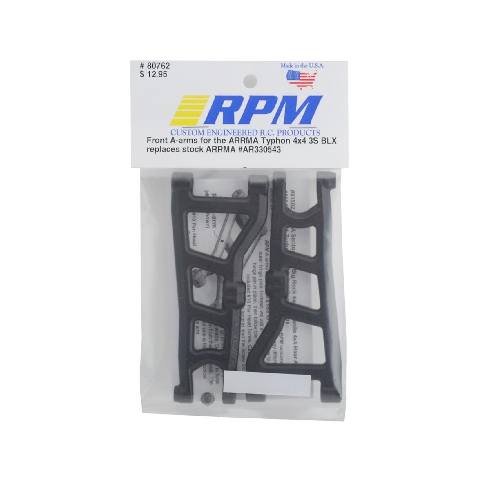 RPM RPM Arrma Typhon 4x4 3S BLX Front Suspension Arm Set (Black) #80762