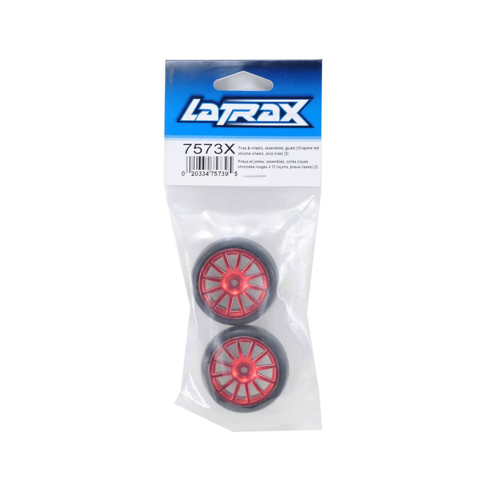 Traxxas Traxxas LaTrax Pre-Mounted Slick Tires & 12-Spoke Wheels (Red Chrome) (2) #7573X
