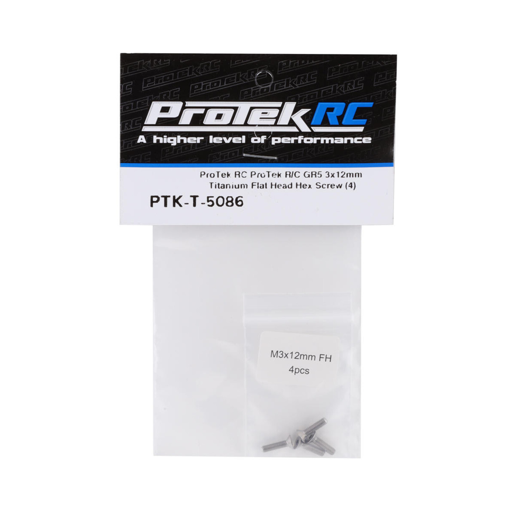 ProTek RC ProTek RC 3x12mm "Grade 5" Titanium Flat Head Hex Screw (4) #PTK-T-5086