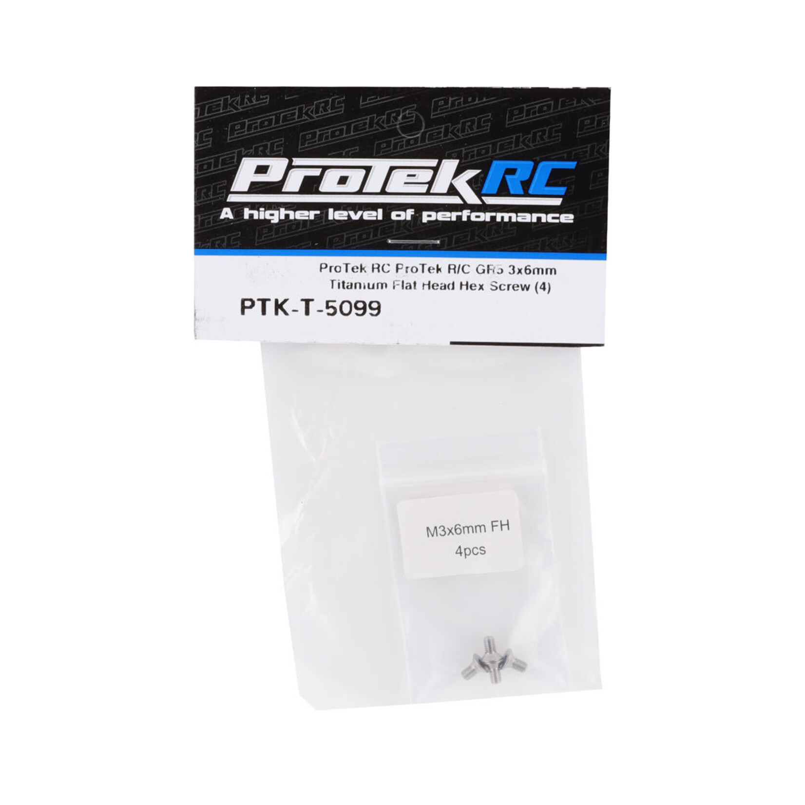 ProTek RC #PTK-T-5099 ProTek RC 3x6mm "Grade 5" Titanium Flat Head Hex Screw (4)