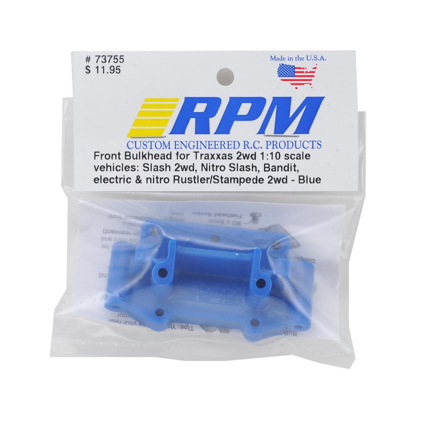 RPM RPM Traxxas 2WD Front Bulkhead (Blue) #73755