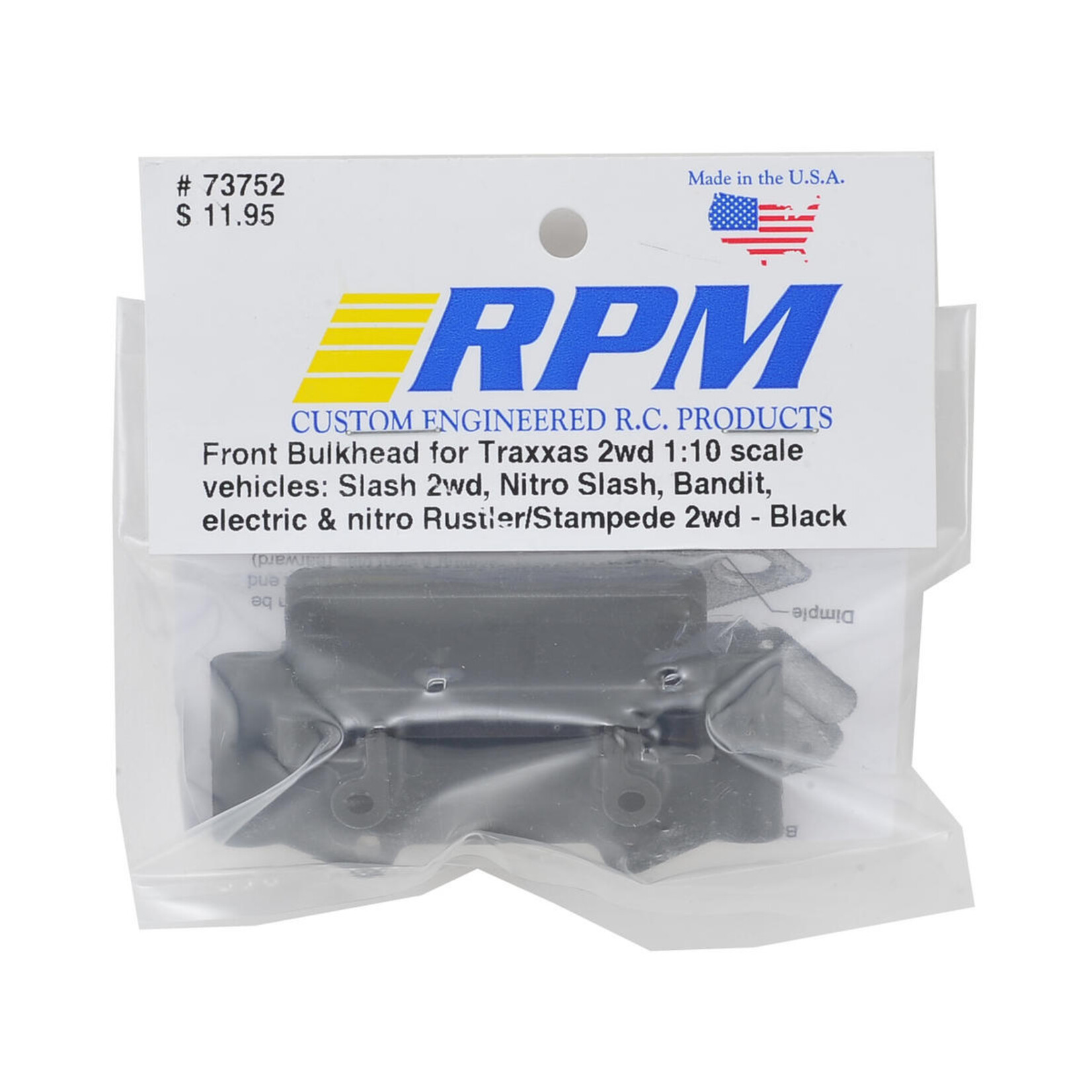 RPM RPM Traxxas 2WD Front Bulkhead (Black) #73752