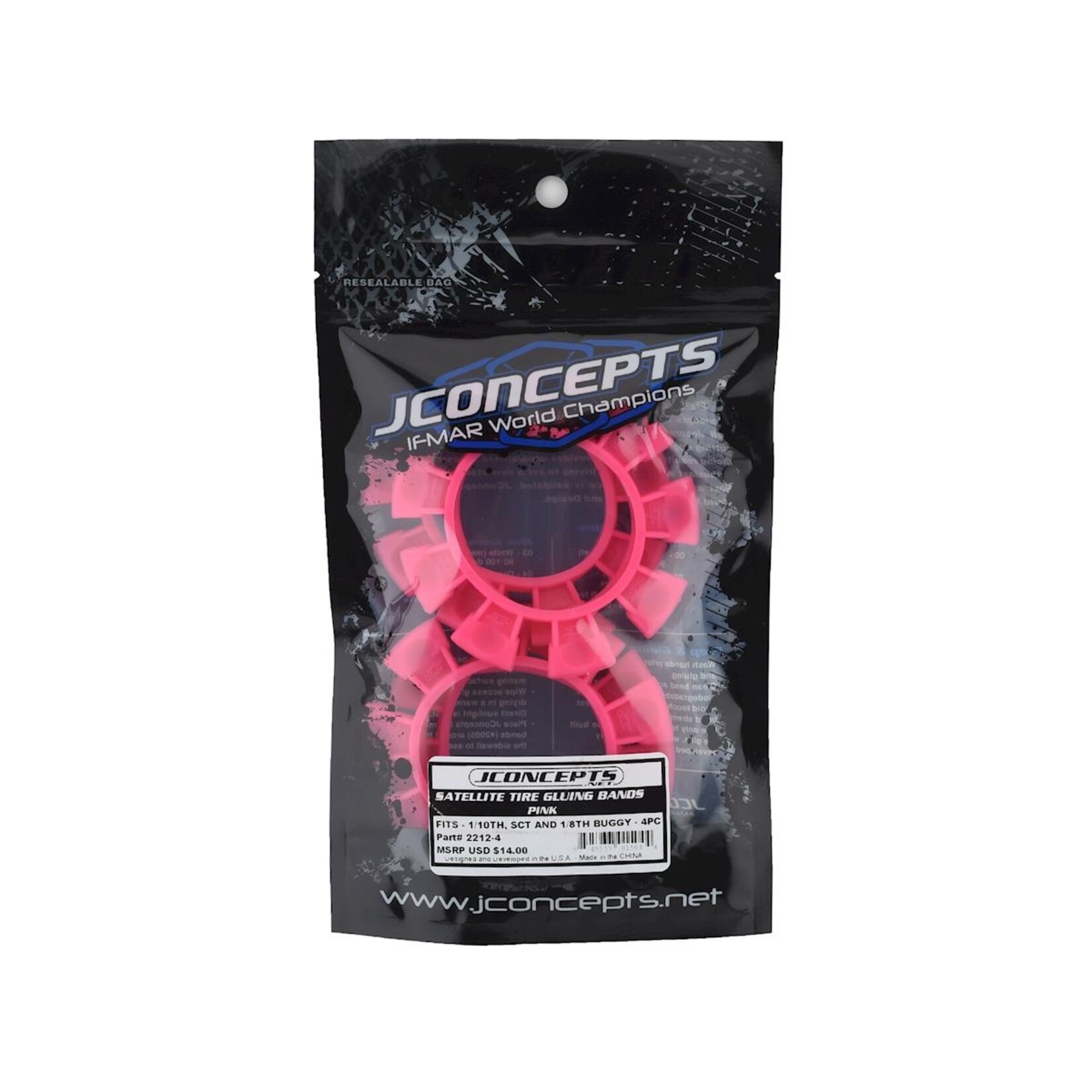JConcepts #2212-4 JConcepts "Satellite" Tire Glue Bands (Pink)