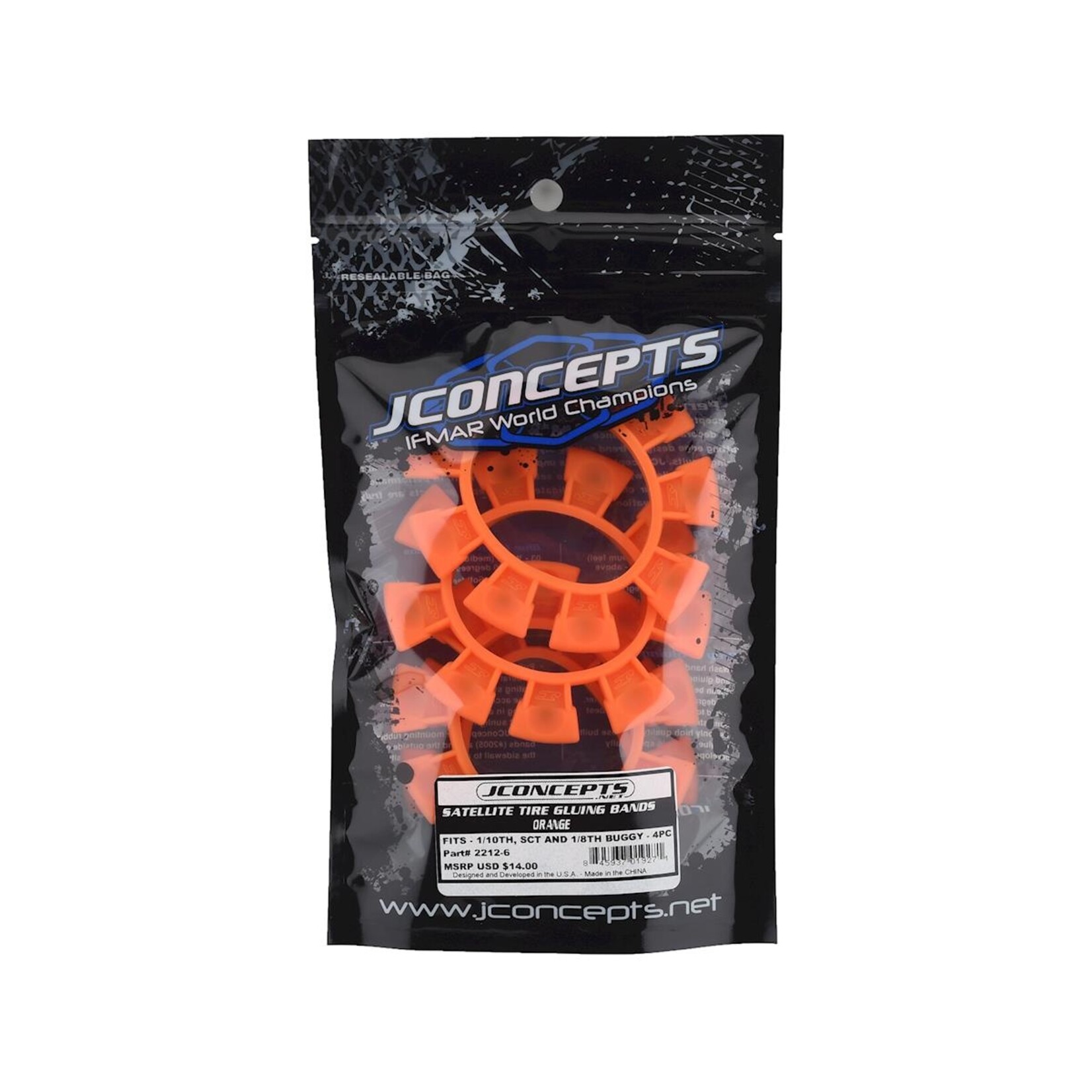 JConcepts #2212-6 JConcepts "Satellite" Tire Glue Bands (Orange)
