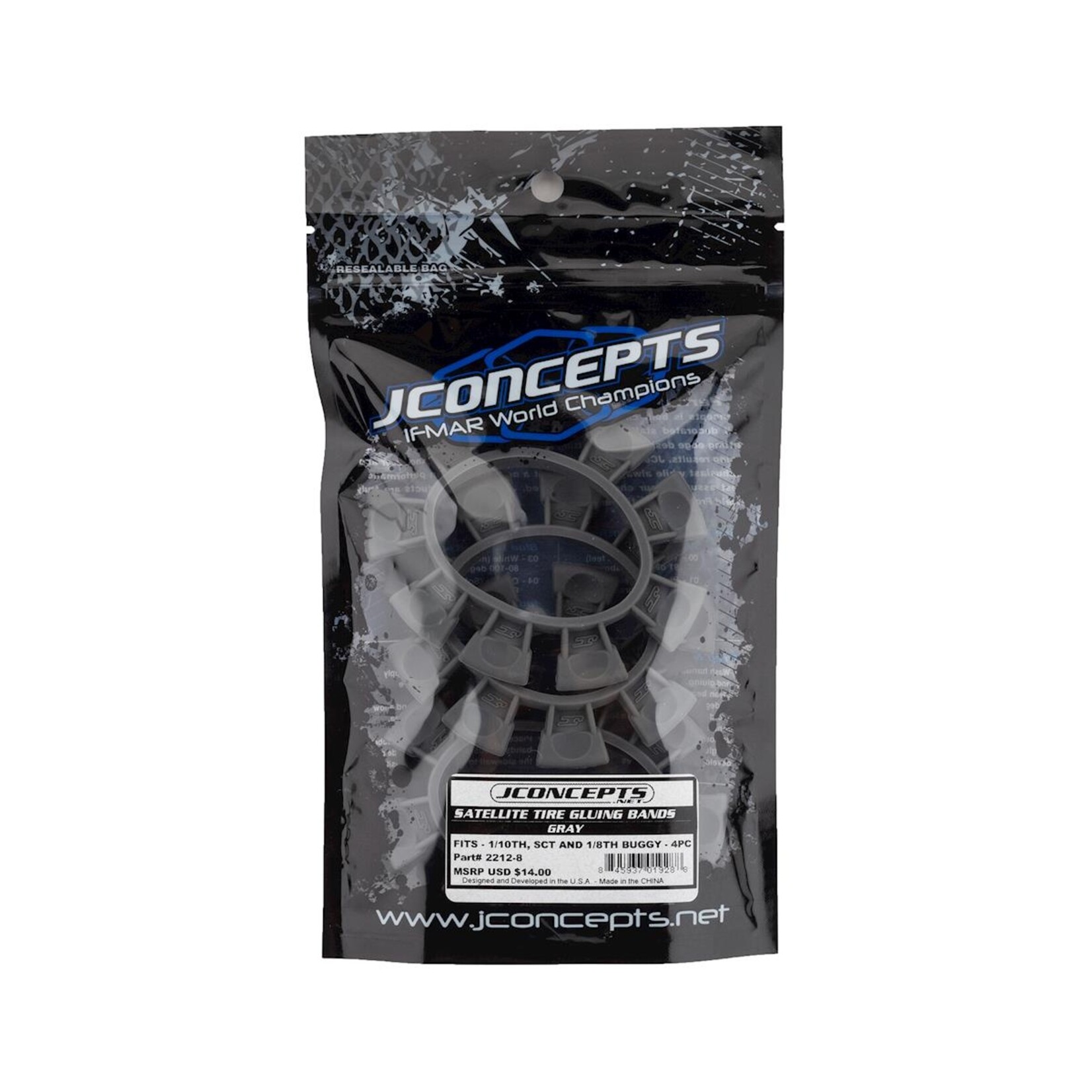 JConcepts #2212-8 JConcepts "Satellite" Tire Glue Bands (Grey)