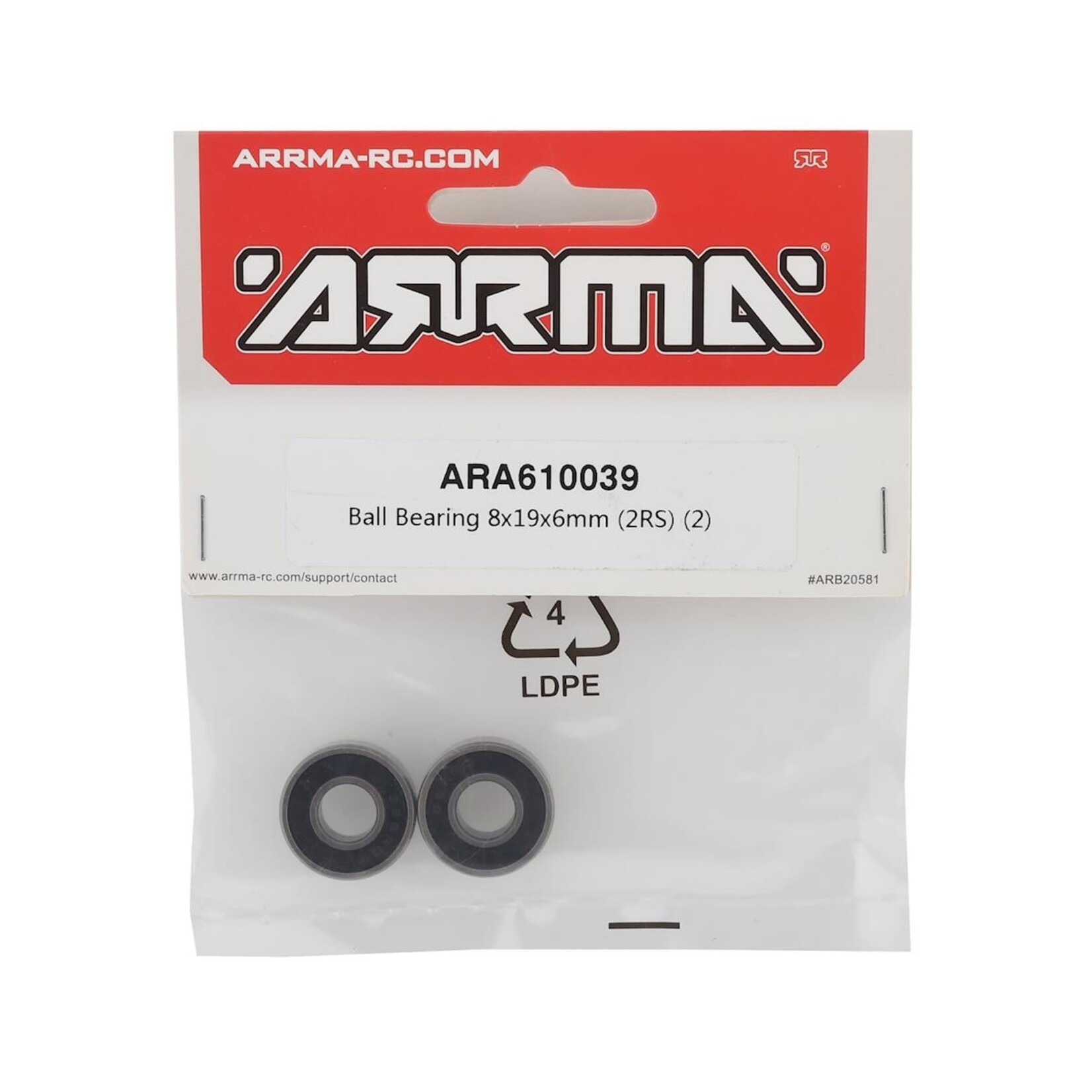 ARRMA Arrma 8x19x6mm Ball Bearing (2) #ARA610039