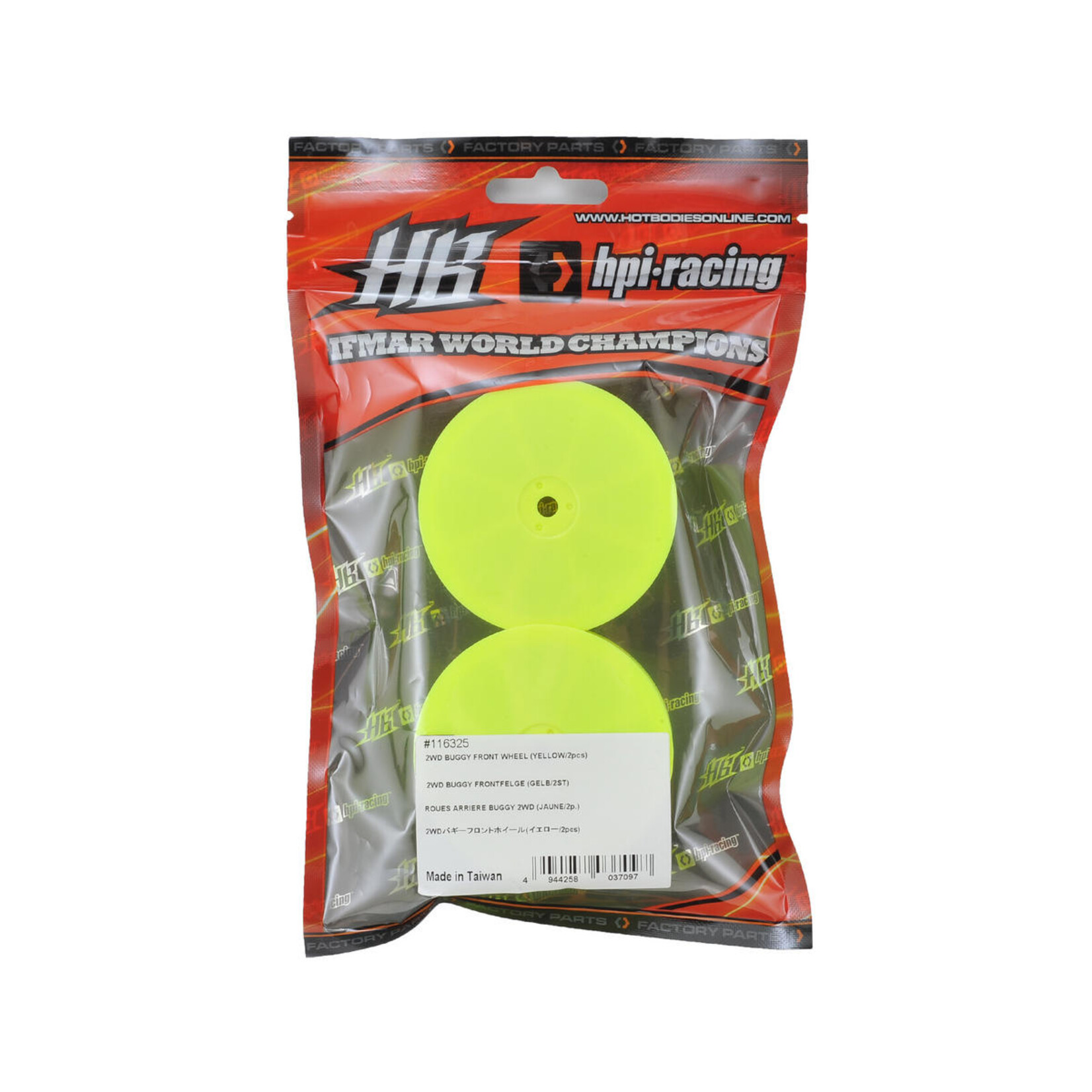 HB Racing HB Racing 12mm Hex 2.2 Front Wheels (2) (Yellow) (D216) # 116325