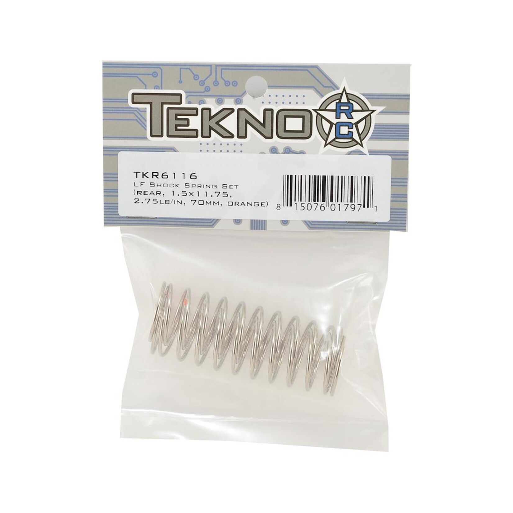 Tekno RC Tekno RC Low Frequency 70mm Rear Shock Spring Set (Orange - 2.75lb/in) 1.5x11.75) #TKR6116
