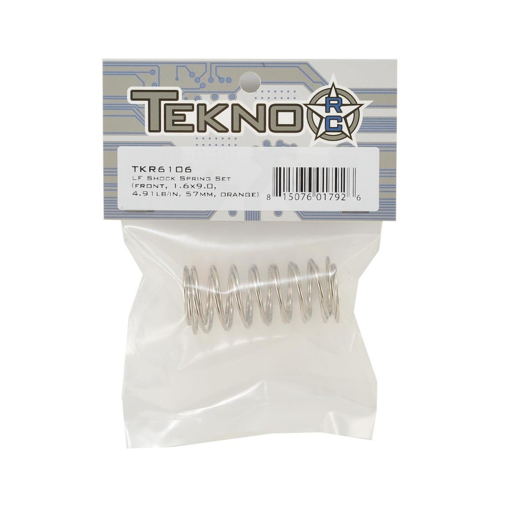 Tekno RC Tekno RC Low Frequency 57mm Front Shock Spring Set (Orange - 4.91lb/in) (1.6x9.0) #TKR6106