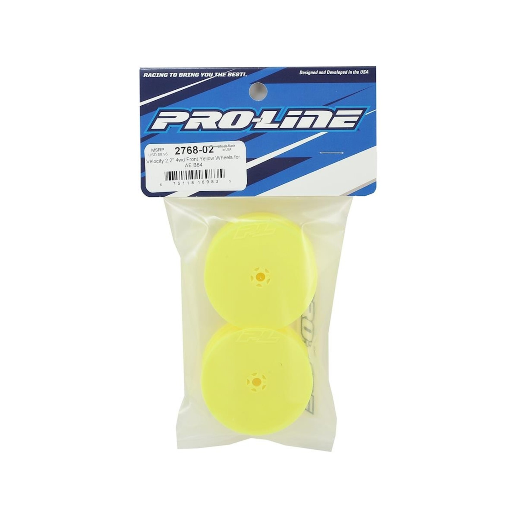 Pro-Line #2768-02 Pro-Line Velocity VTR 2.2" 4WD Front Buggy Wheels (2) (Yellow) (B64) w/12mm Hex