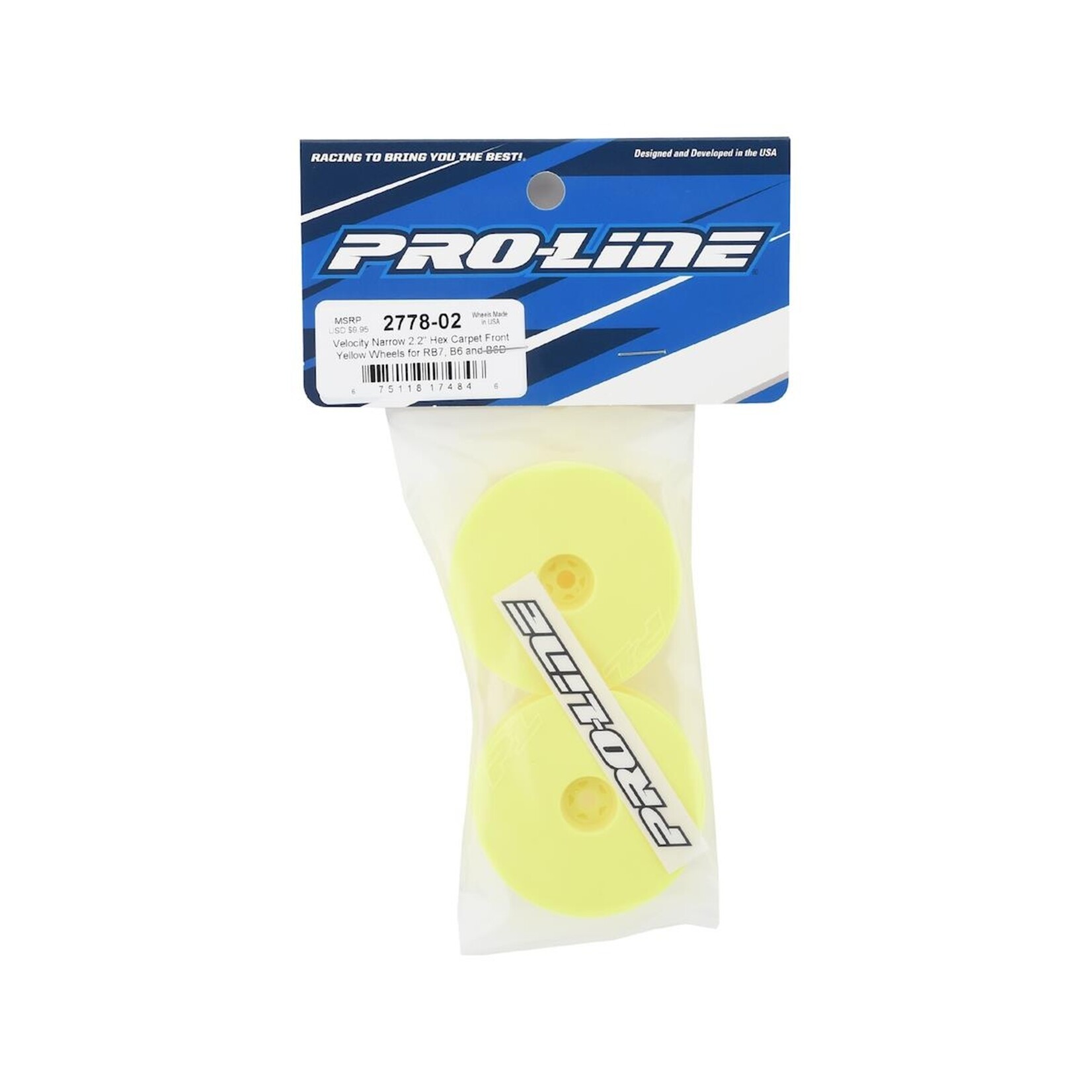 Pro-Line Pro-Line Velocity TLR 22 5.0 2WD Front 2.2" 12mm Buggy Wheels (2) (Yellow) #2788-02