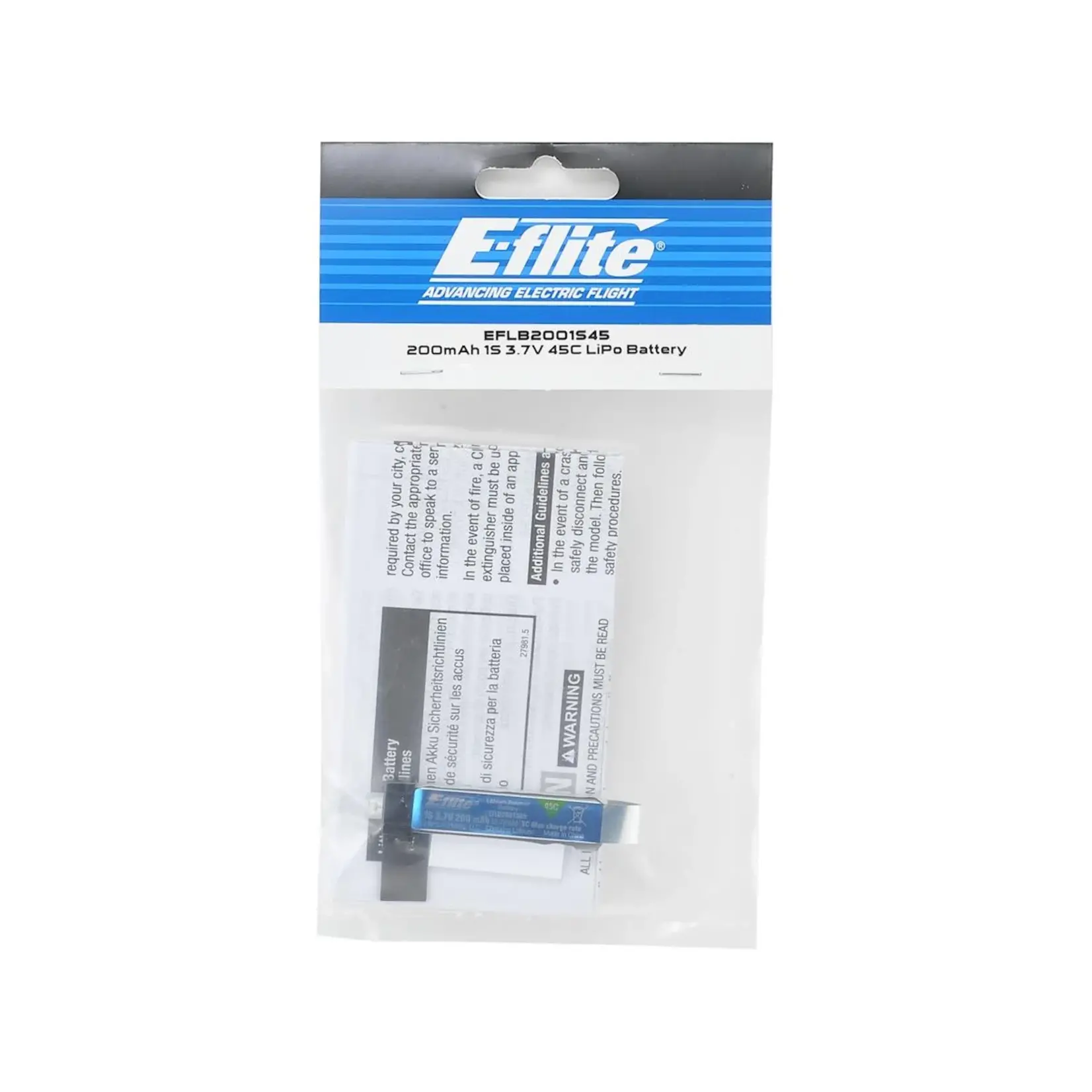 E-flite E-flite 1S LiPo Battery 45C (3.7V/200mAh) #EFLB2001S45
