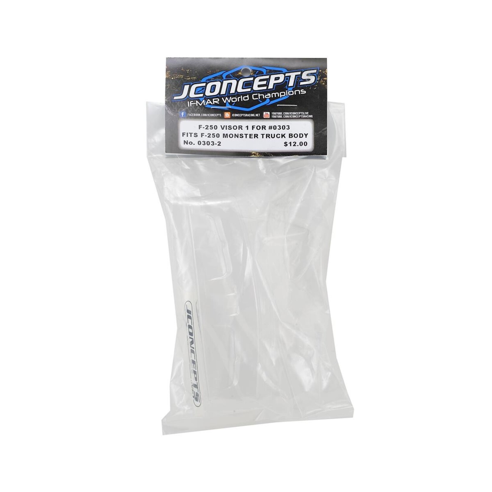JConcepts #0303-2 JConcepts 1993 Ford F-250 Monster Truck Body Visor (Clear)