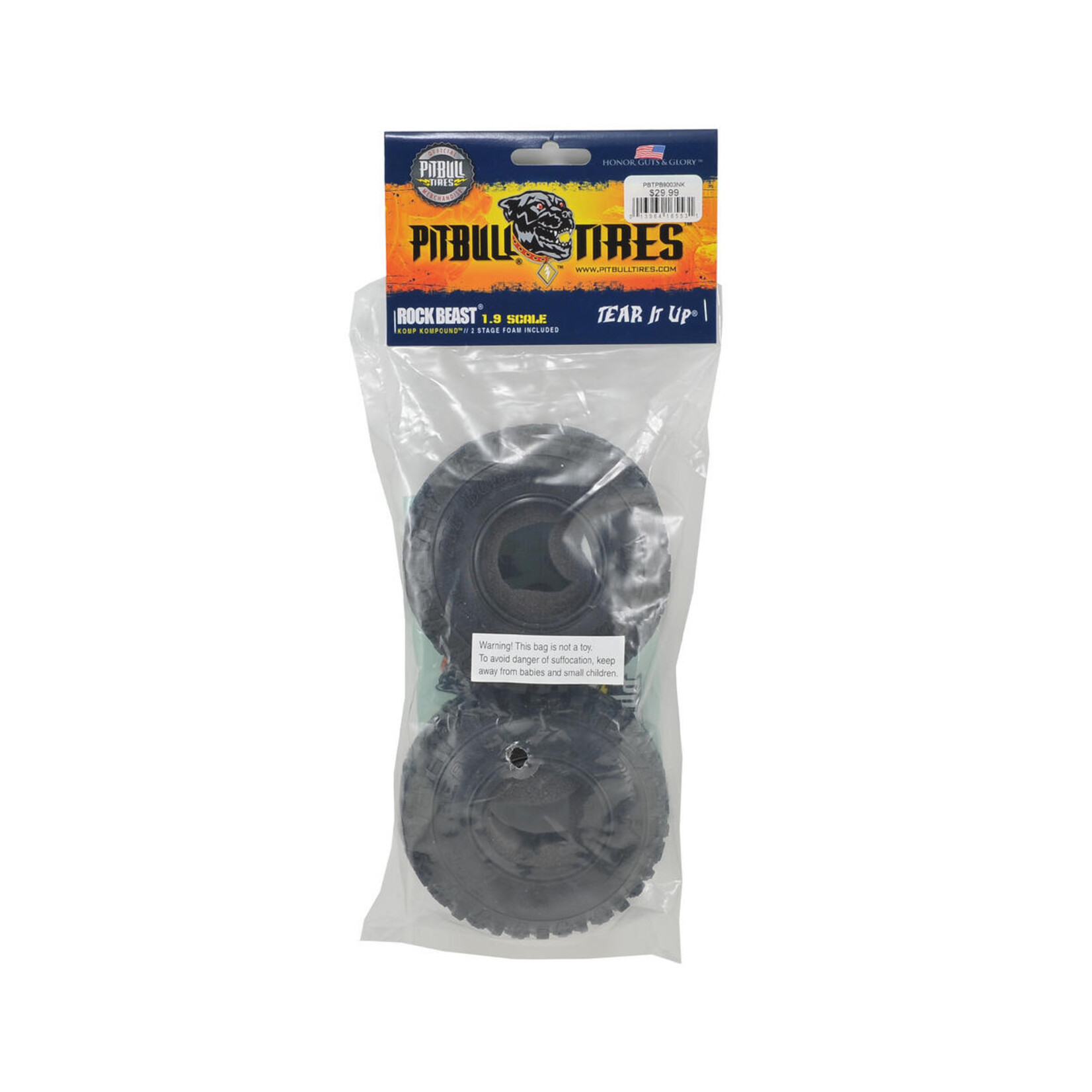Pit Bull #PBTPB9003NK Pit Bull Tires Rock Beast 1.9" Scale Rock Crawler Tires w/Foams (2) (Komp)