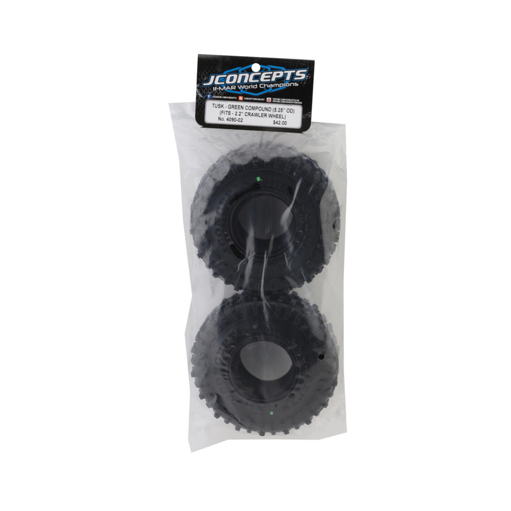 JConcepts #4090-02 JConcepts Tusk 2.2" All Terrain Rock Crawler Tires (2) (Green) (Class 3 - 5.25")