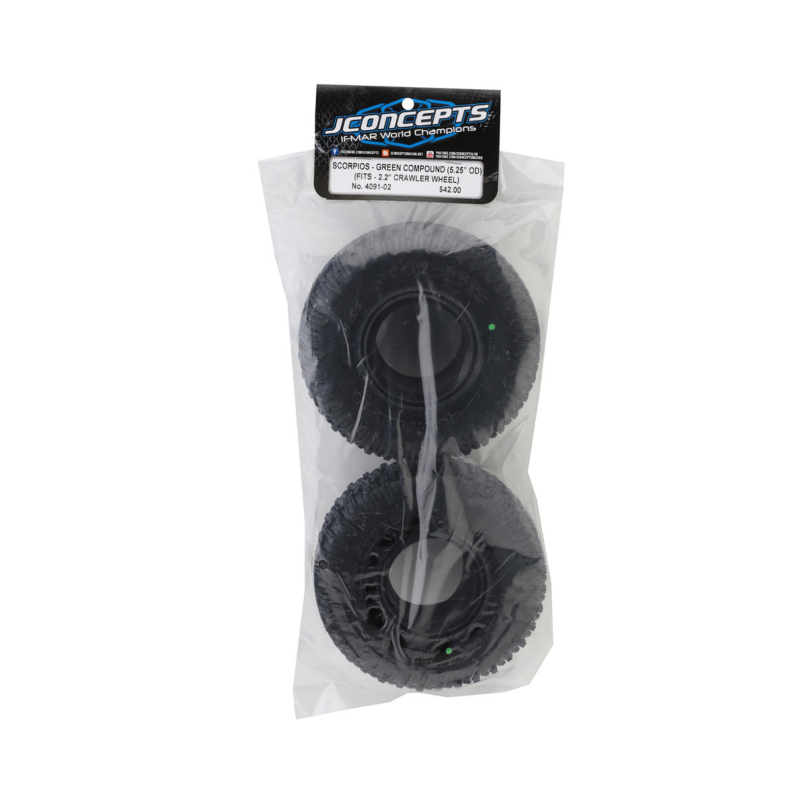 JConcepts #4091-02 JConcepts Scorpios 2.2" All Terrain Rock Crawler Tires (2) (5.25" - Class 3) (Green)