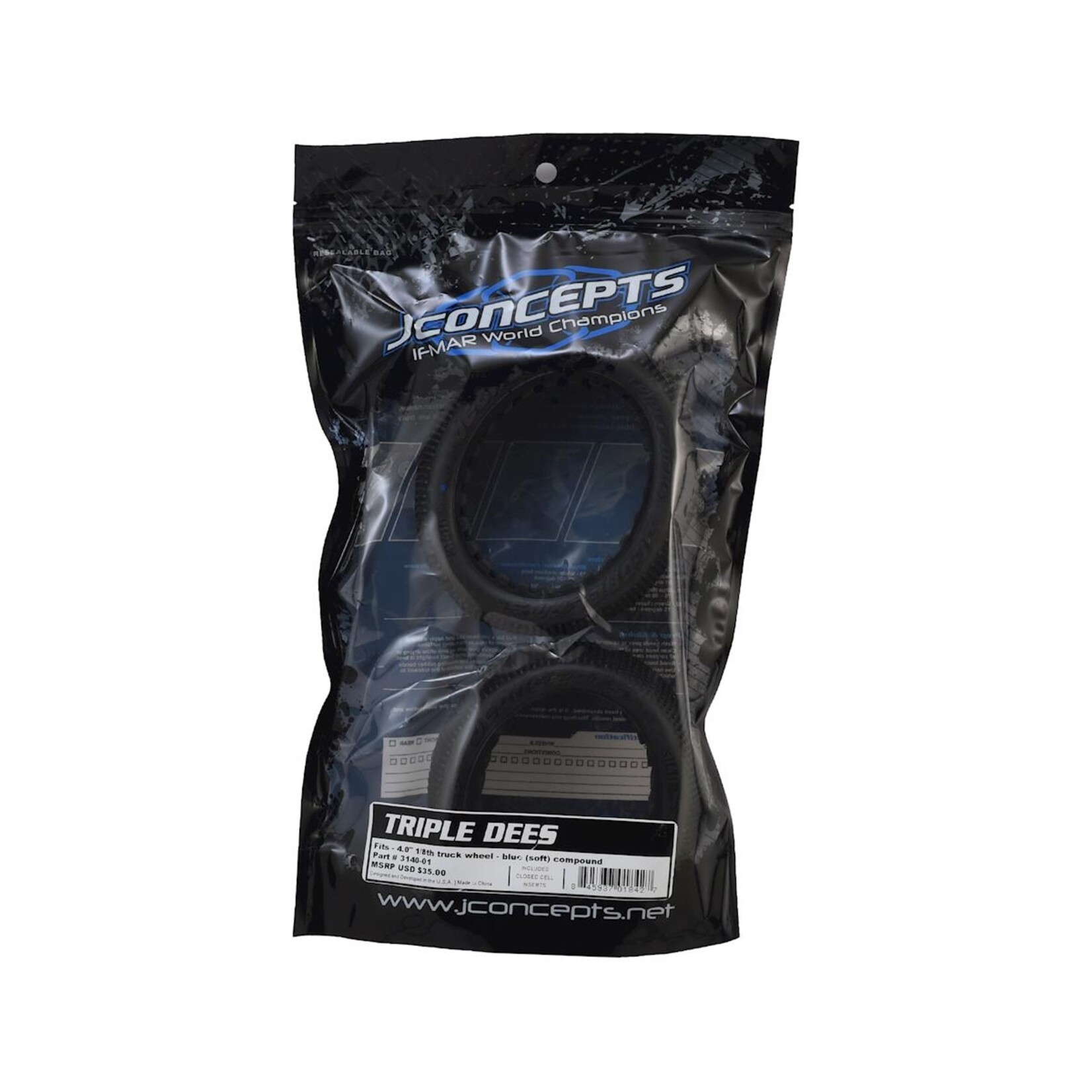 JConcepts #3140-01 JConcepts Triple Dees 4.0" 1/8th Truggy Tires (2) (Blue)