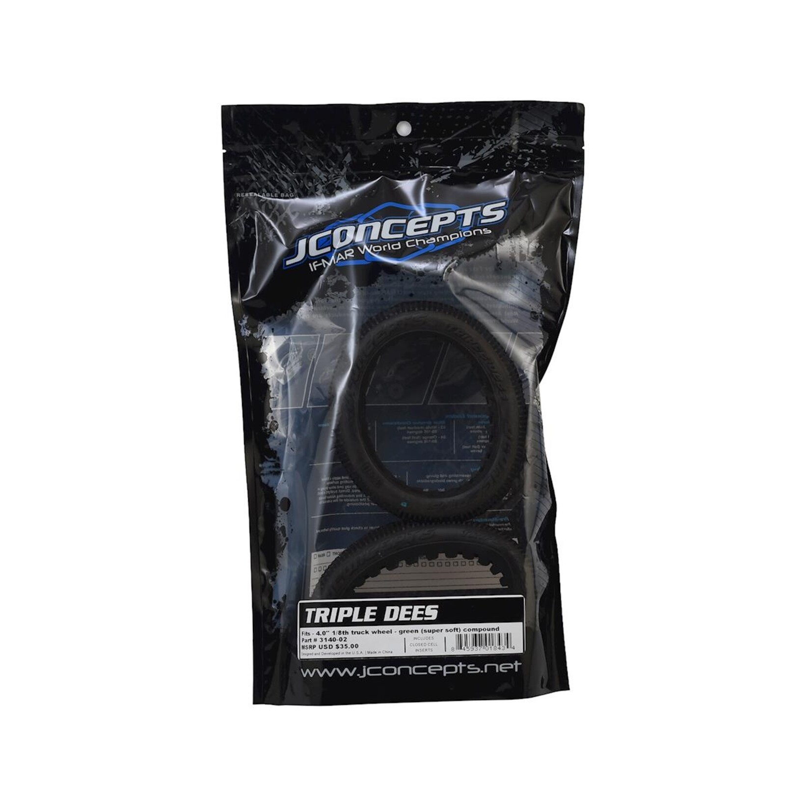 JConcepts #3140-02 JConcepts Triple Dees 4.0" 1/8th Truggy Tires (2) (Green)