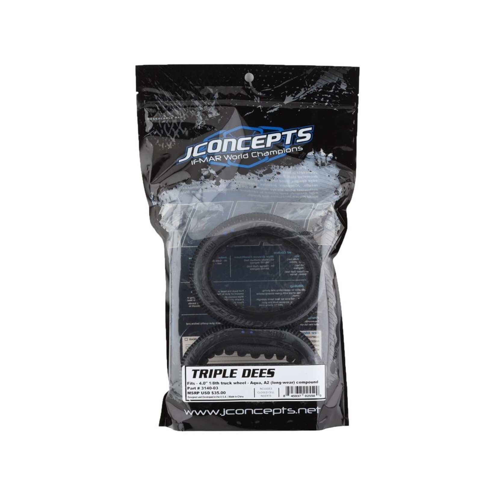 JConcepts #3140-03 JConcepts Triple Dees 4.0" 1/8th Truggy Tires (2) (Aqua A2)